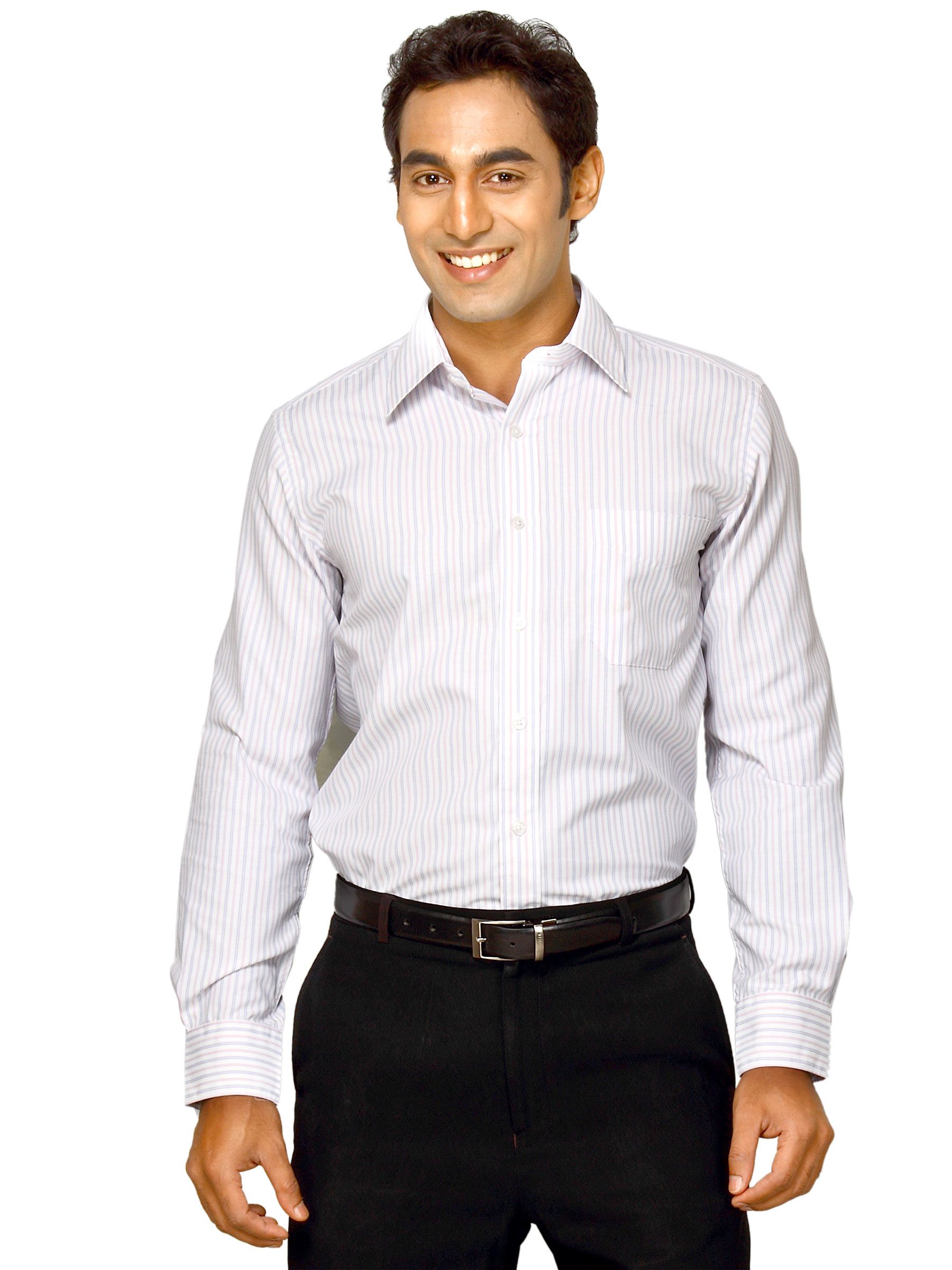 Mark Taylor Men Blue Striped Shirt