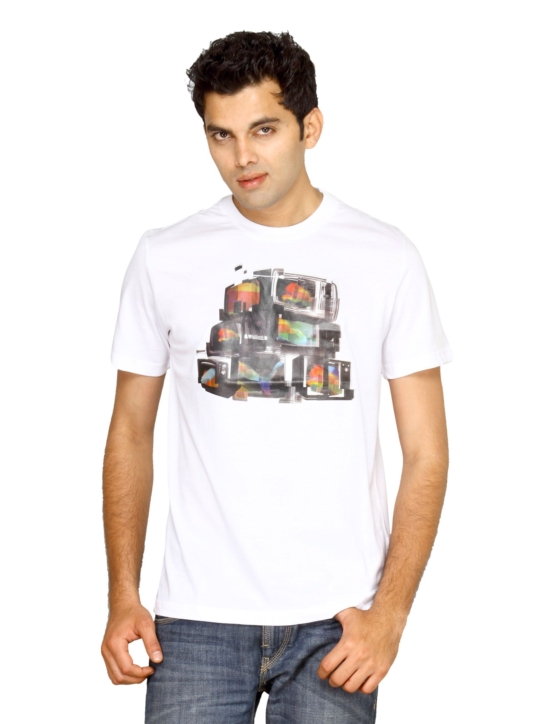Puma Men's Glitch Music TV White T-shirt