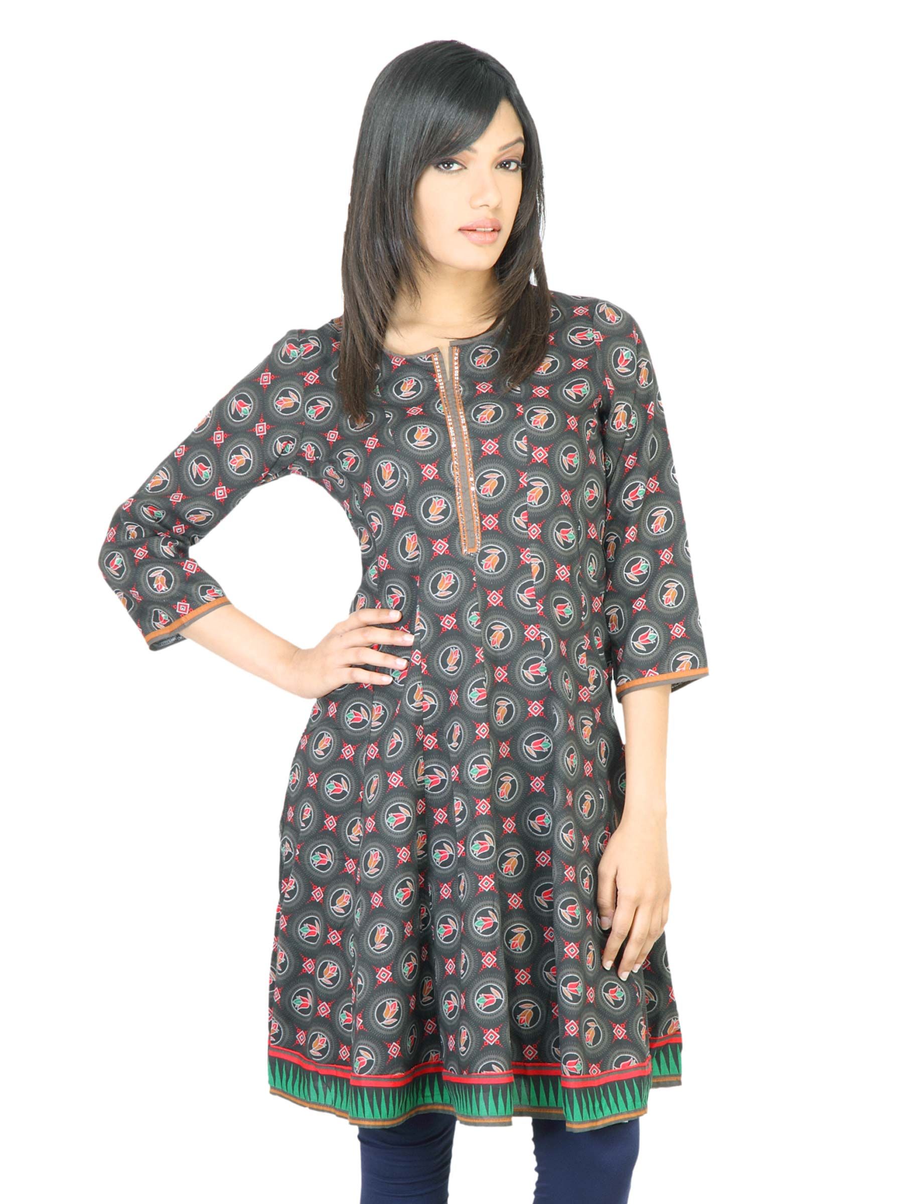 BIBA Women Printed Grey Kurta