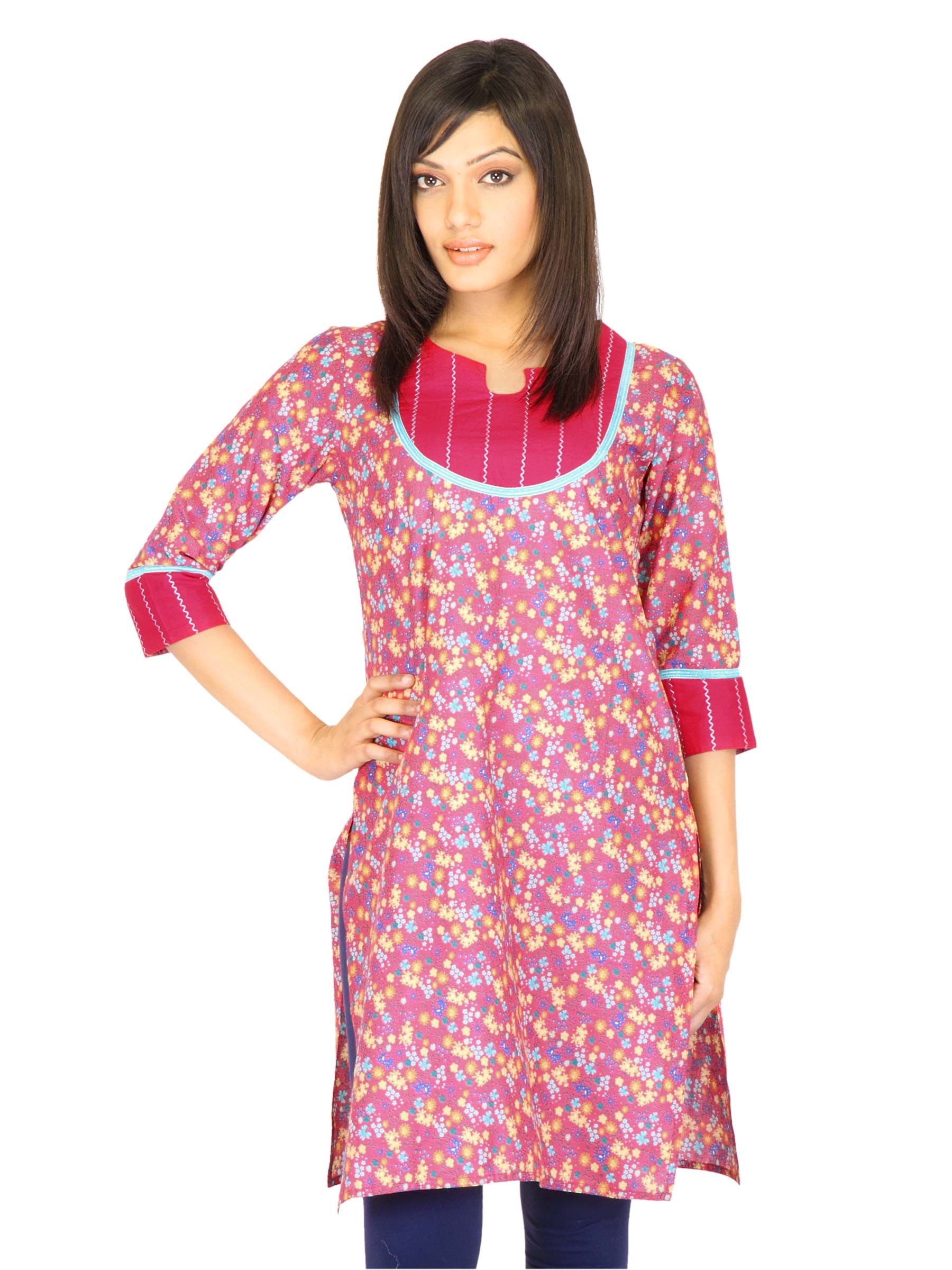 Vishudh Women Pink Pigment Printed Kurta