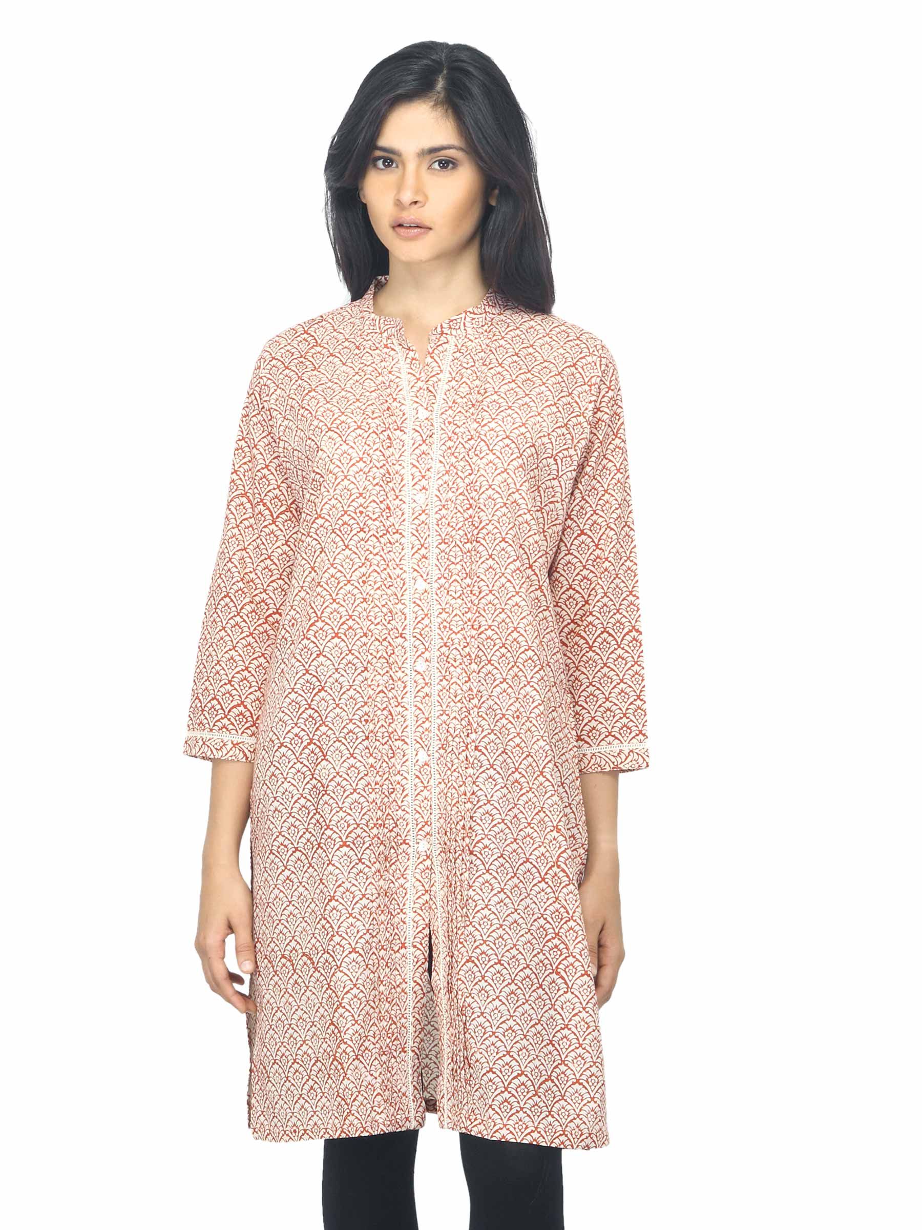 Fabindia Women Printed Red Kurta