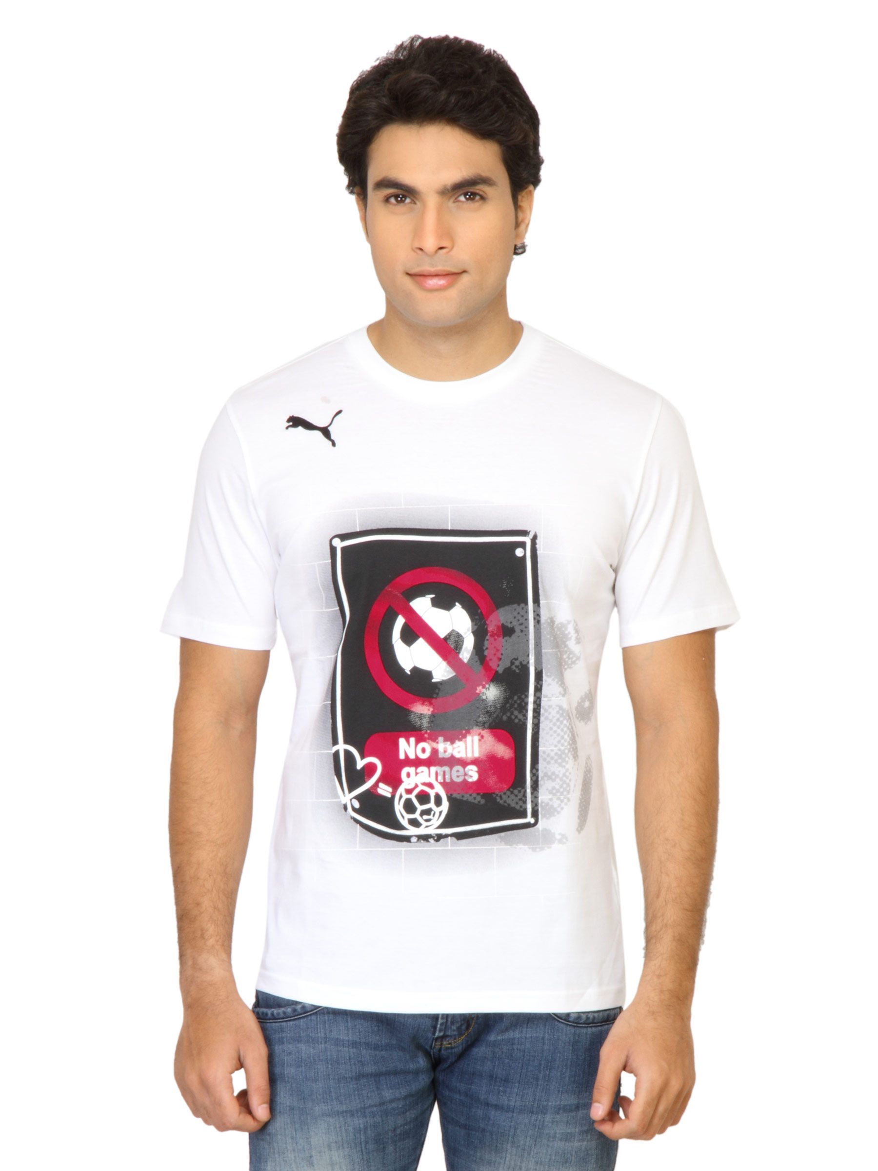 Puma Men Printed White Tshirt