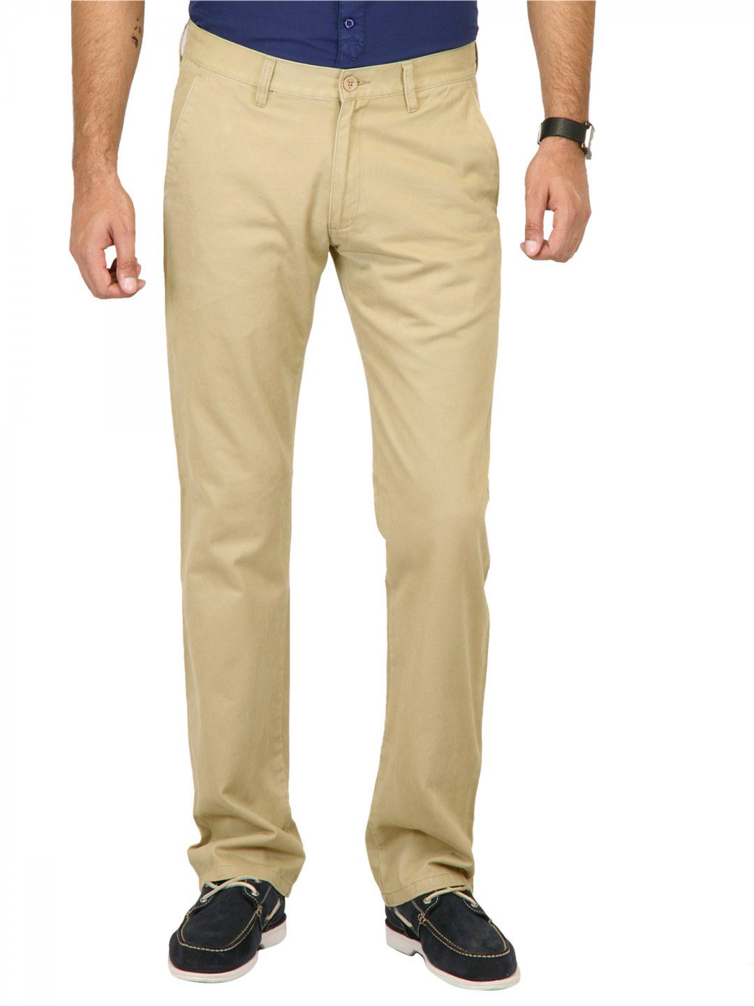 Highlander Men Classic Chinos Beige Trousers