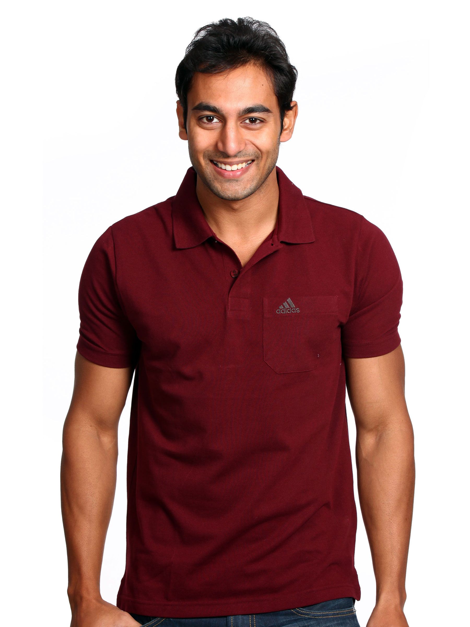 Adidas Men Red Polo T-shirt