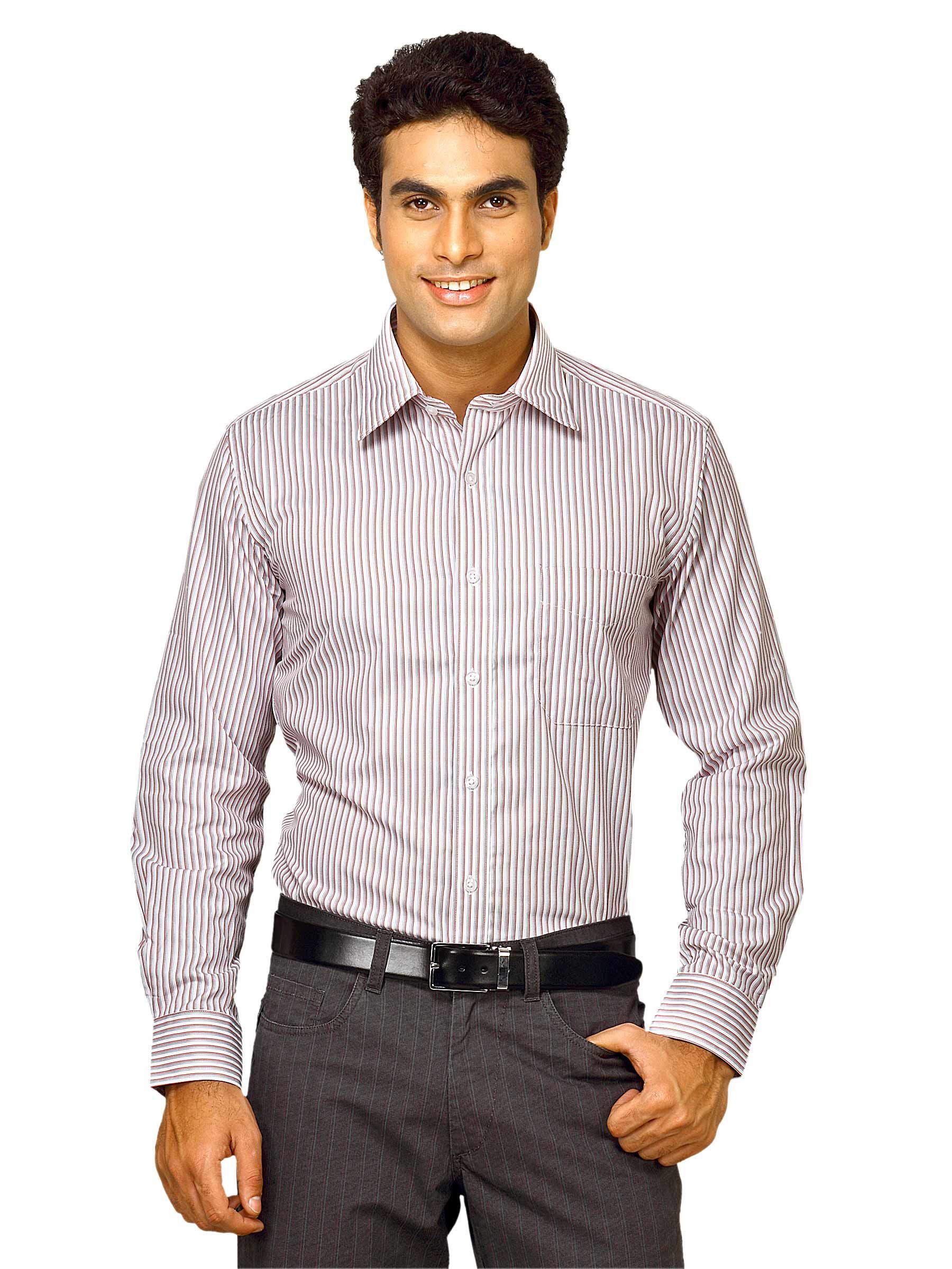 Mark Taylor Men Red Striped Shirt