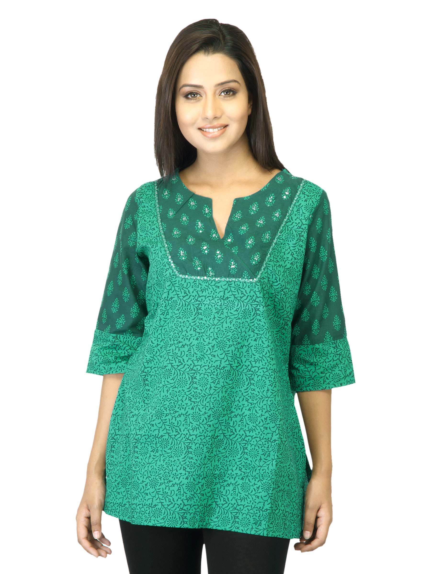 Aurelia Women Printed Green Kurti