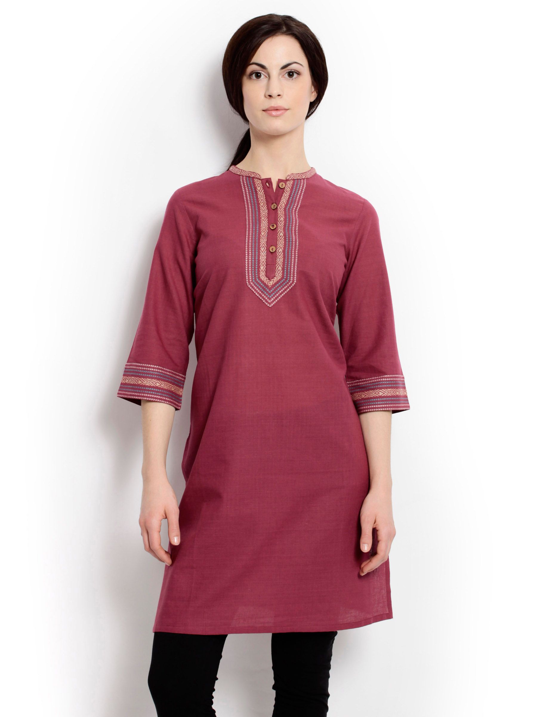 Aurelia Women Solid Pink Kurtas