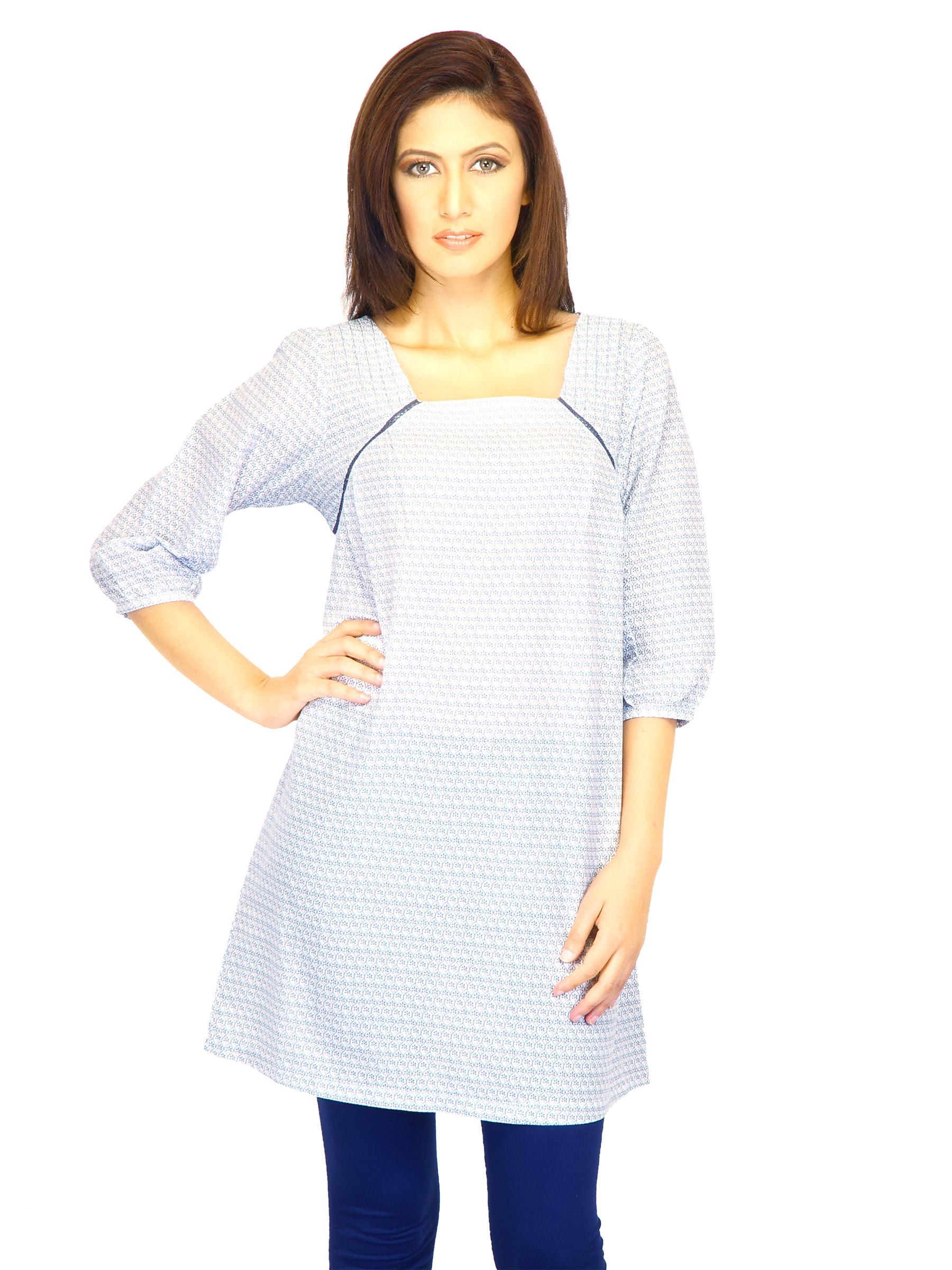 W Women Printed White Kurtis
