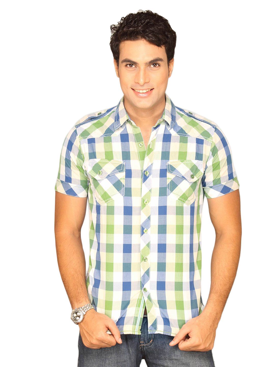Locomotive Men Green Checked Shirt