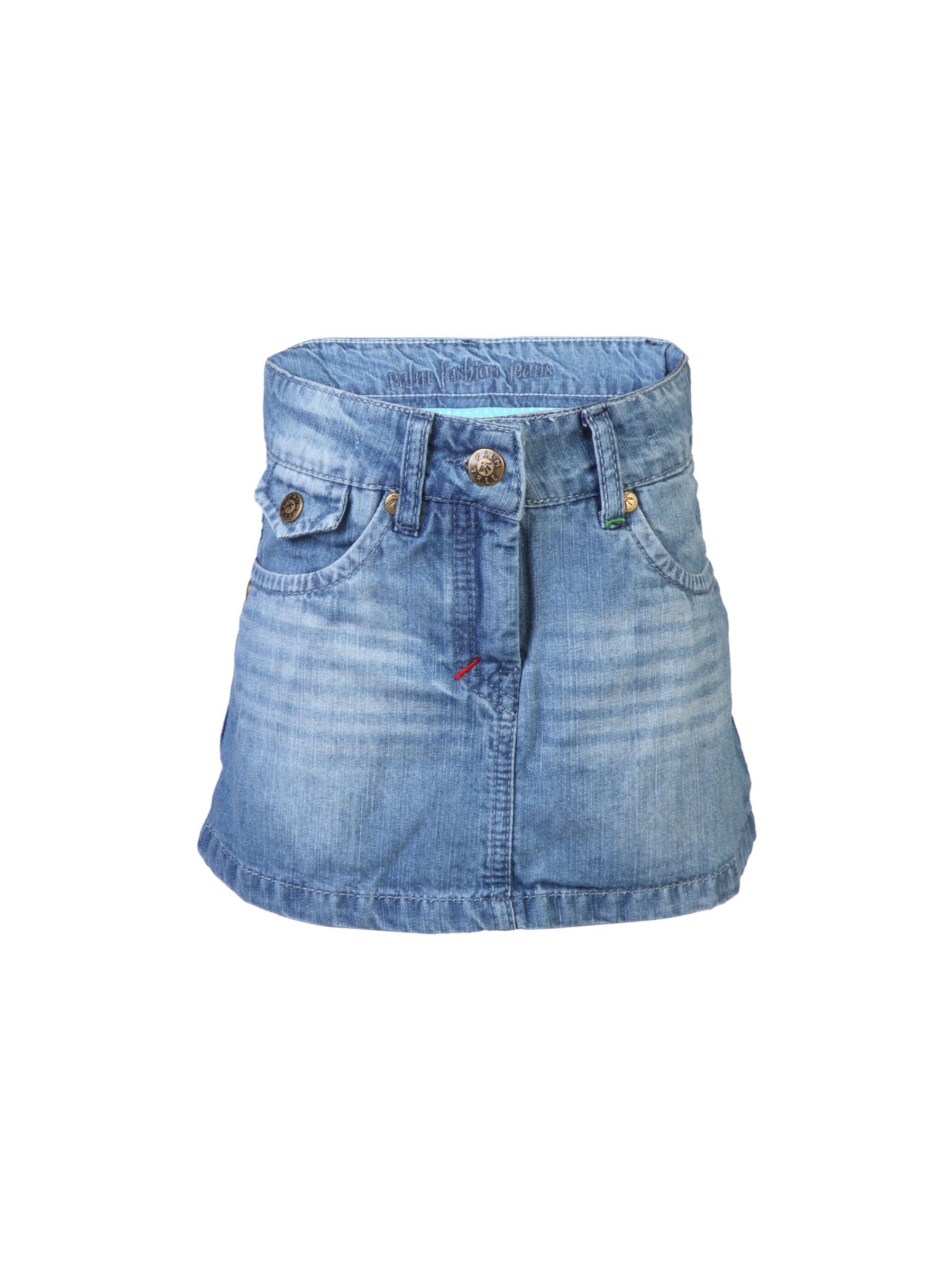Palm Tree Kids Girl Washed Blue Skirts