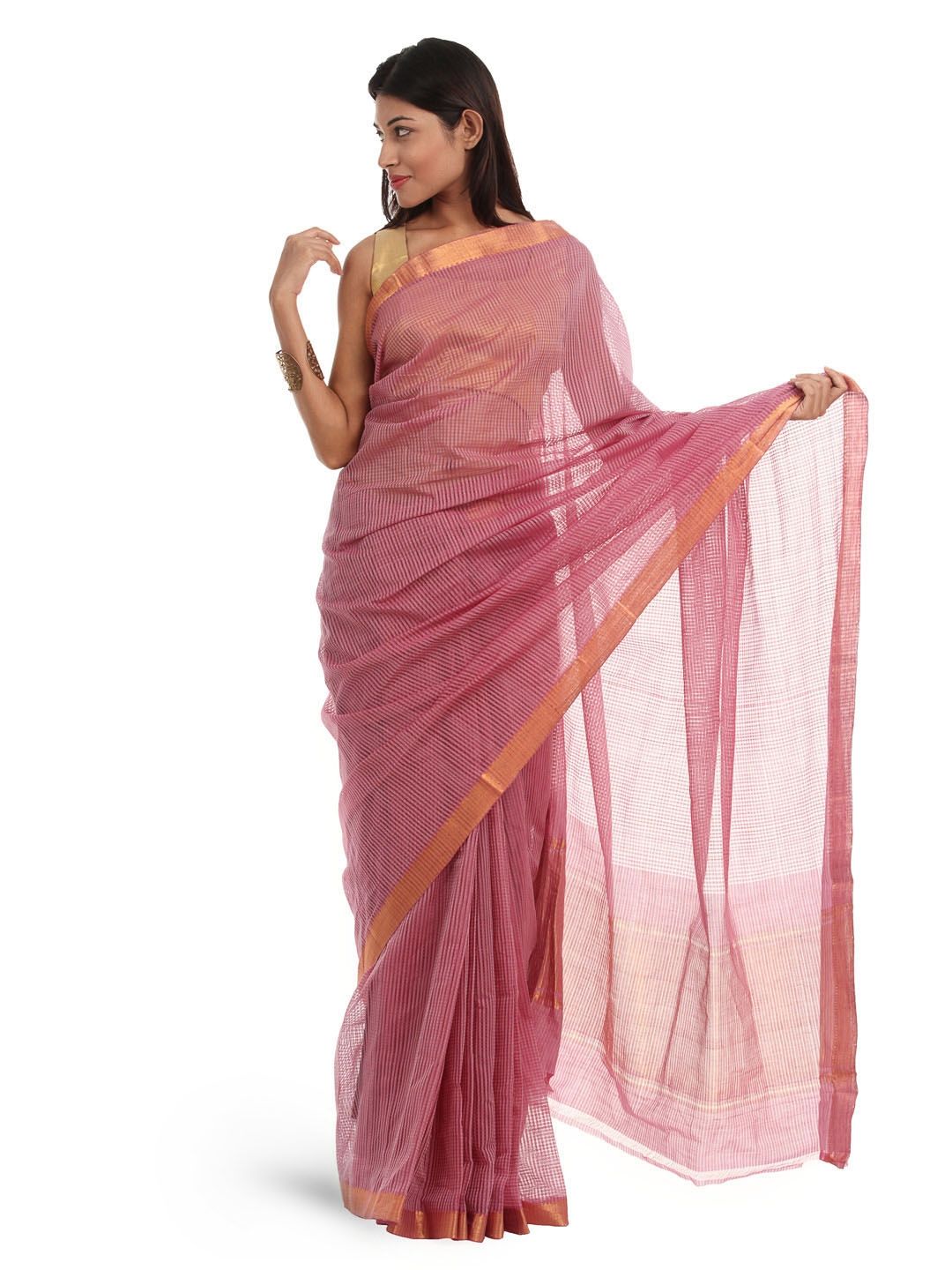 Fabindia Pink Mangalagiri Sari