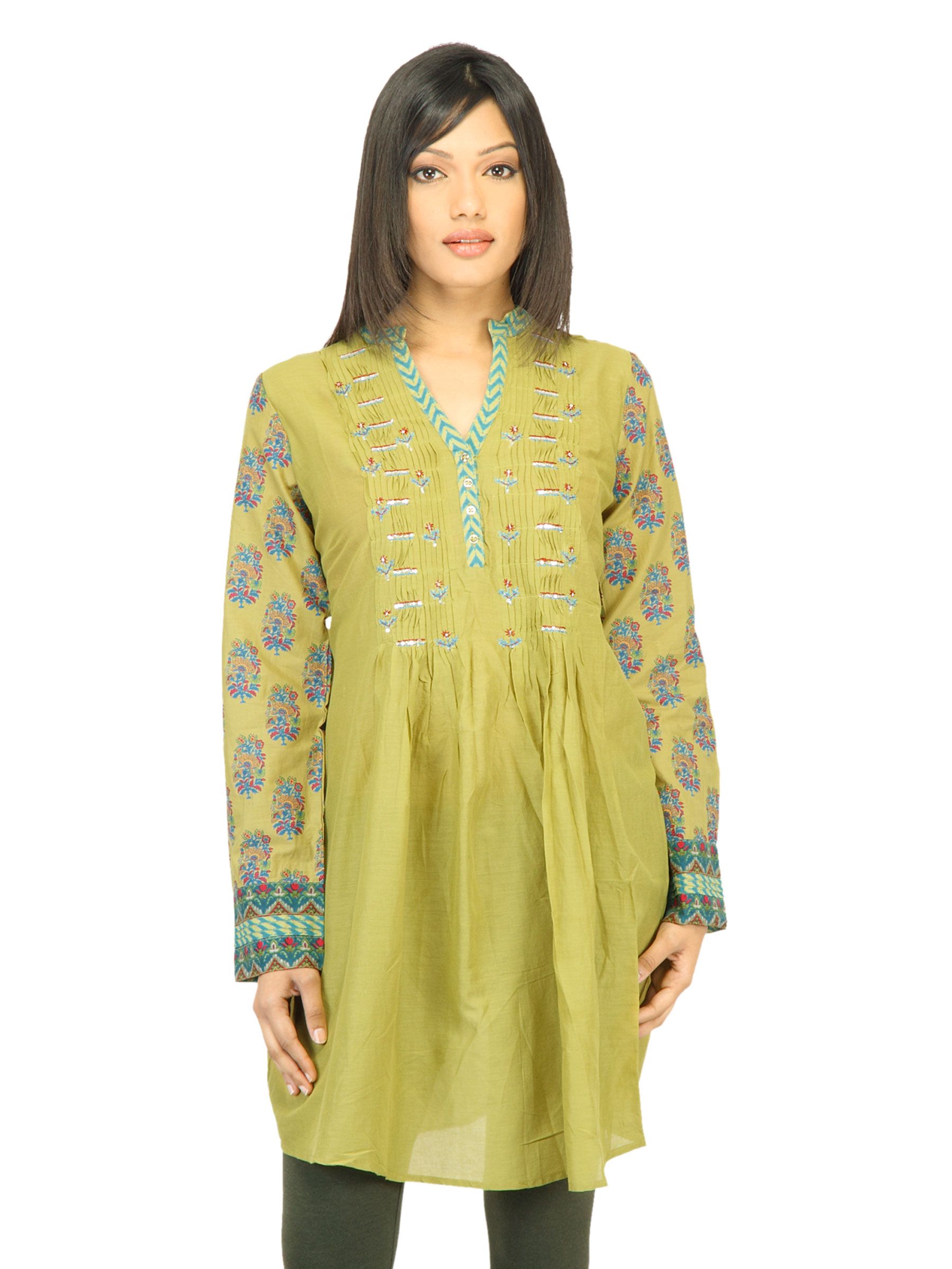 BIBA Women Printed Green Kurta