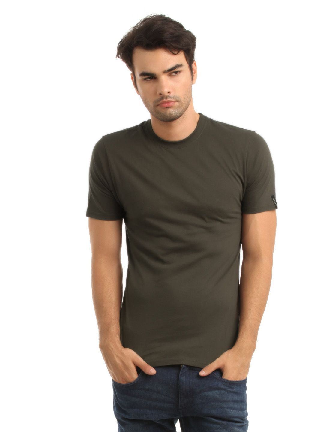 Hanes Men Olive T-shirt