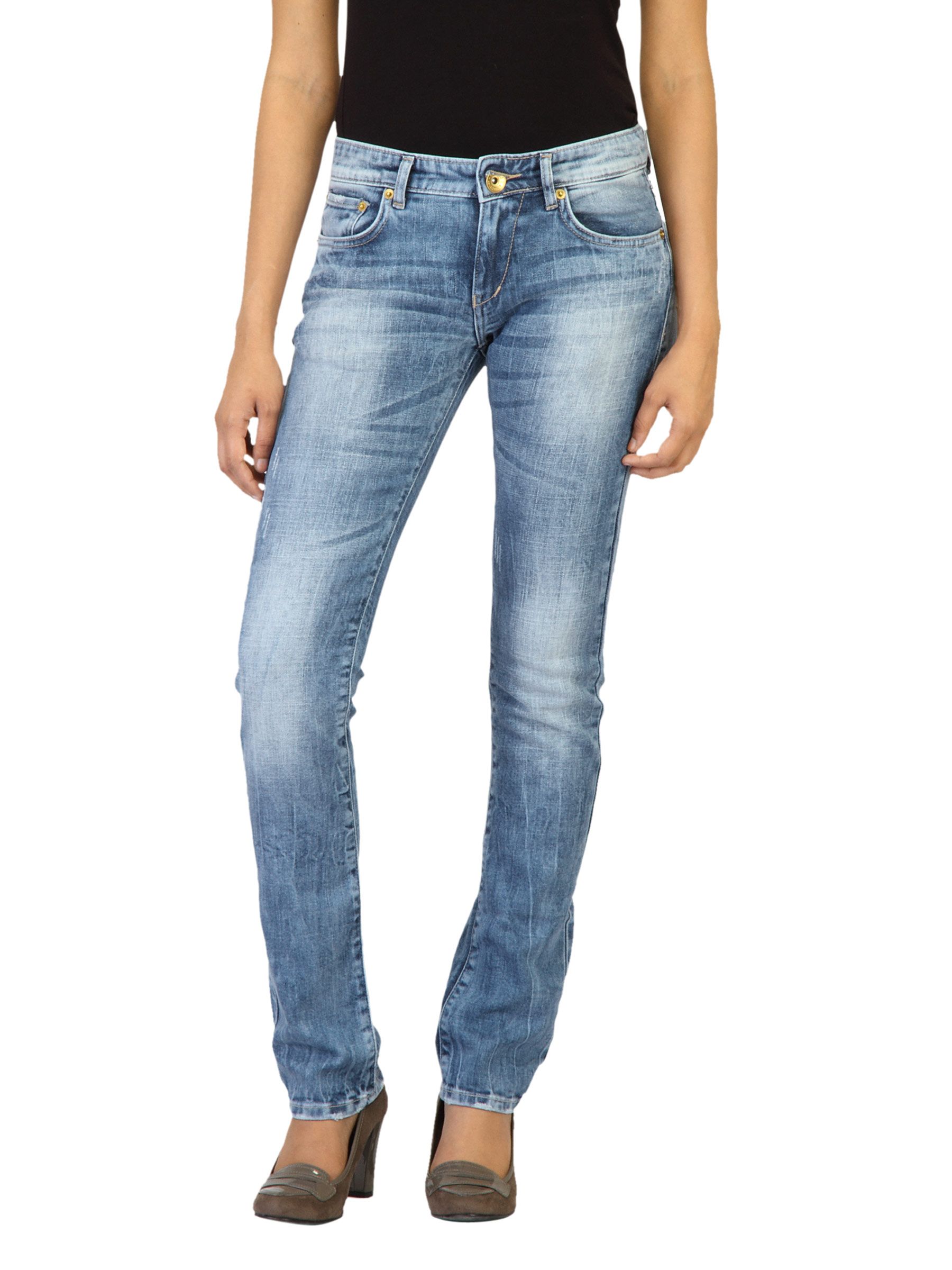 Spykar Women Washed Blue Jeans