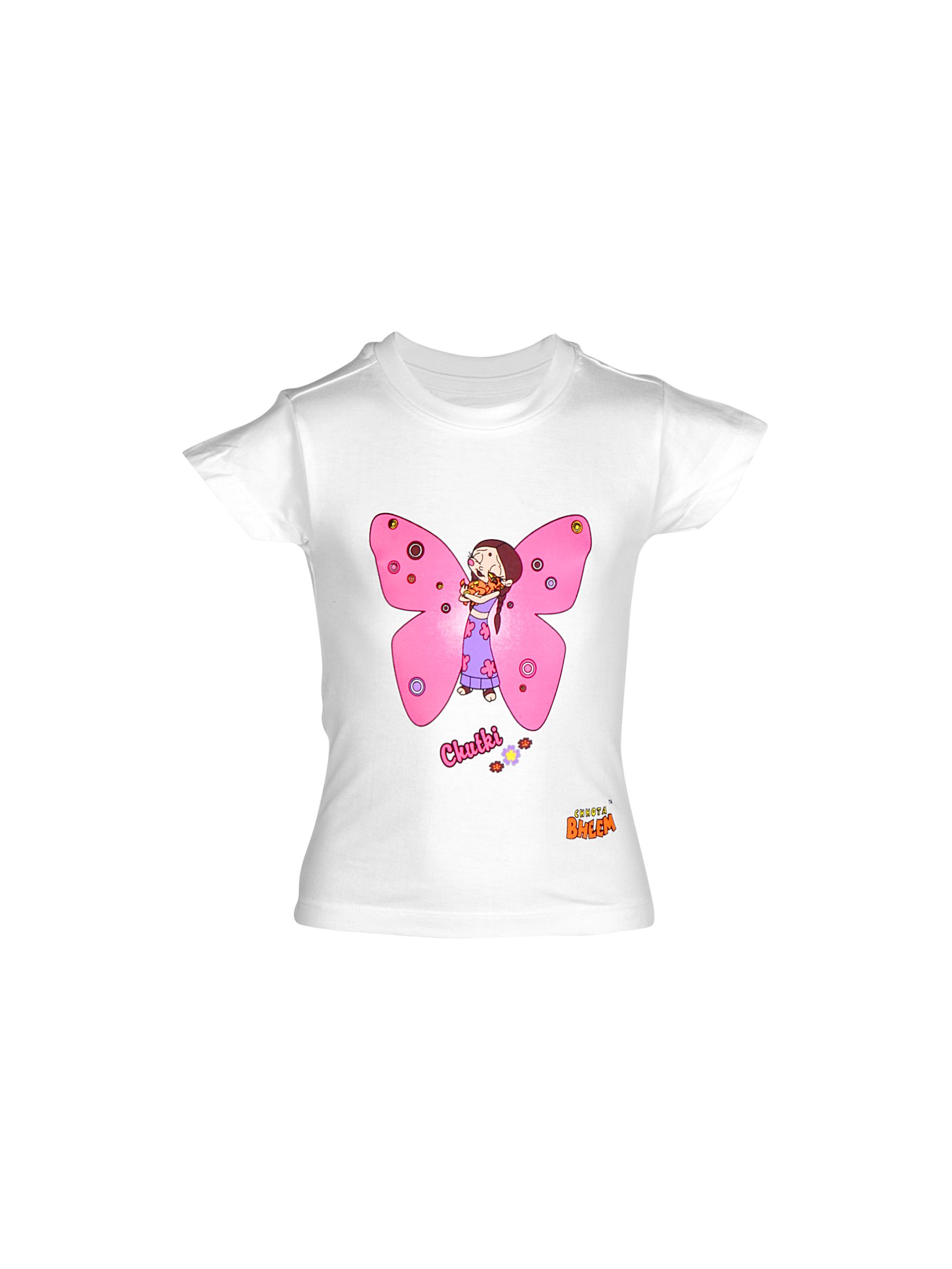 Chhota Bheem Kids Girl Chutki Butterfly White Tshirt