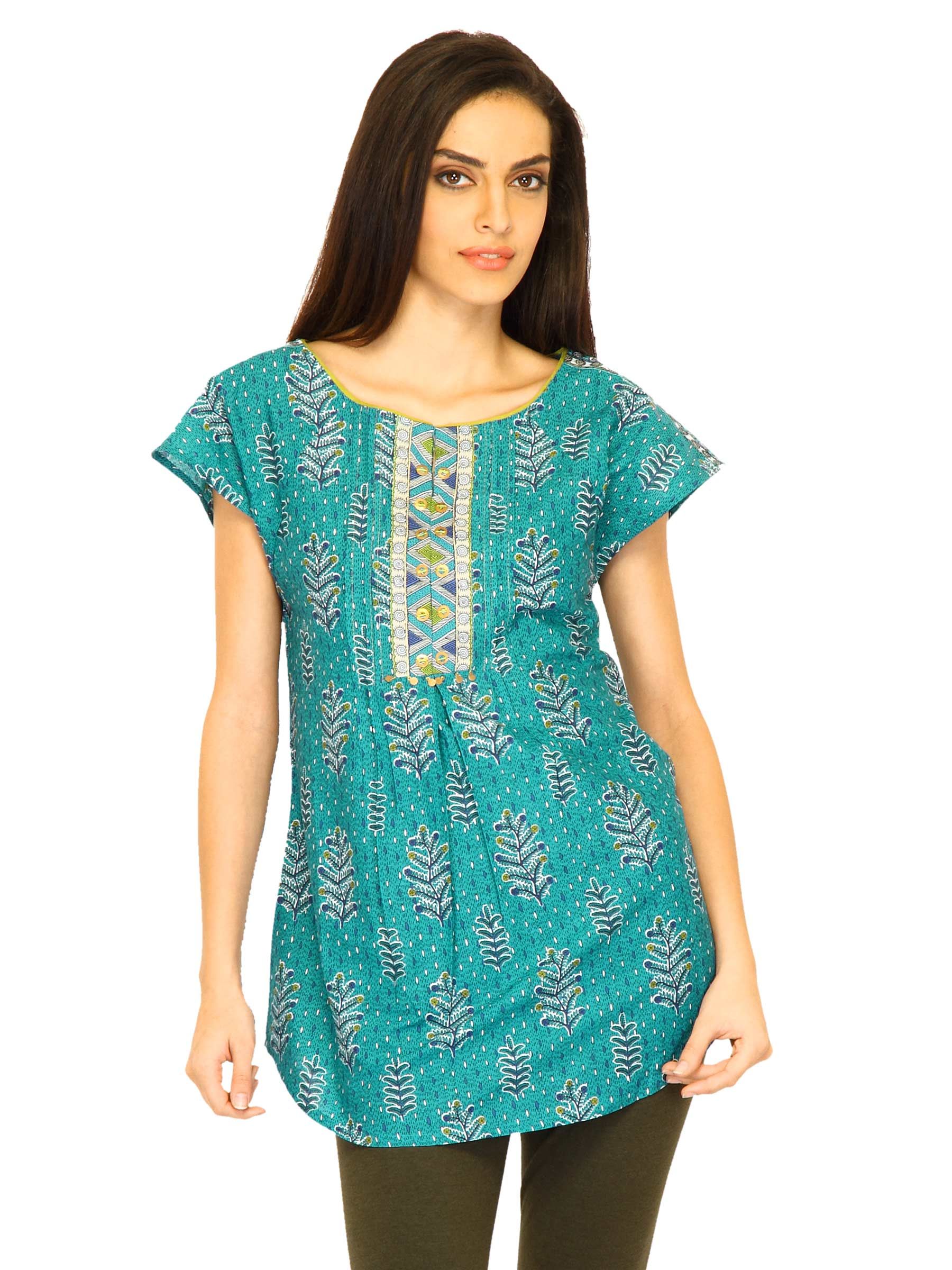 W Women Printed Green Kurtis