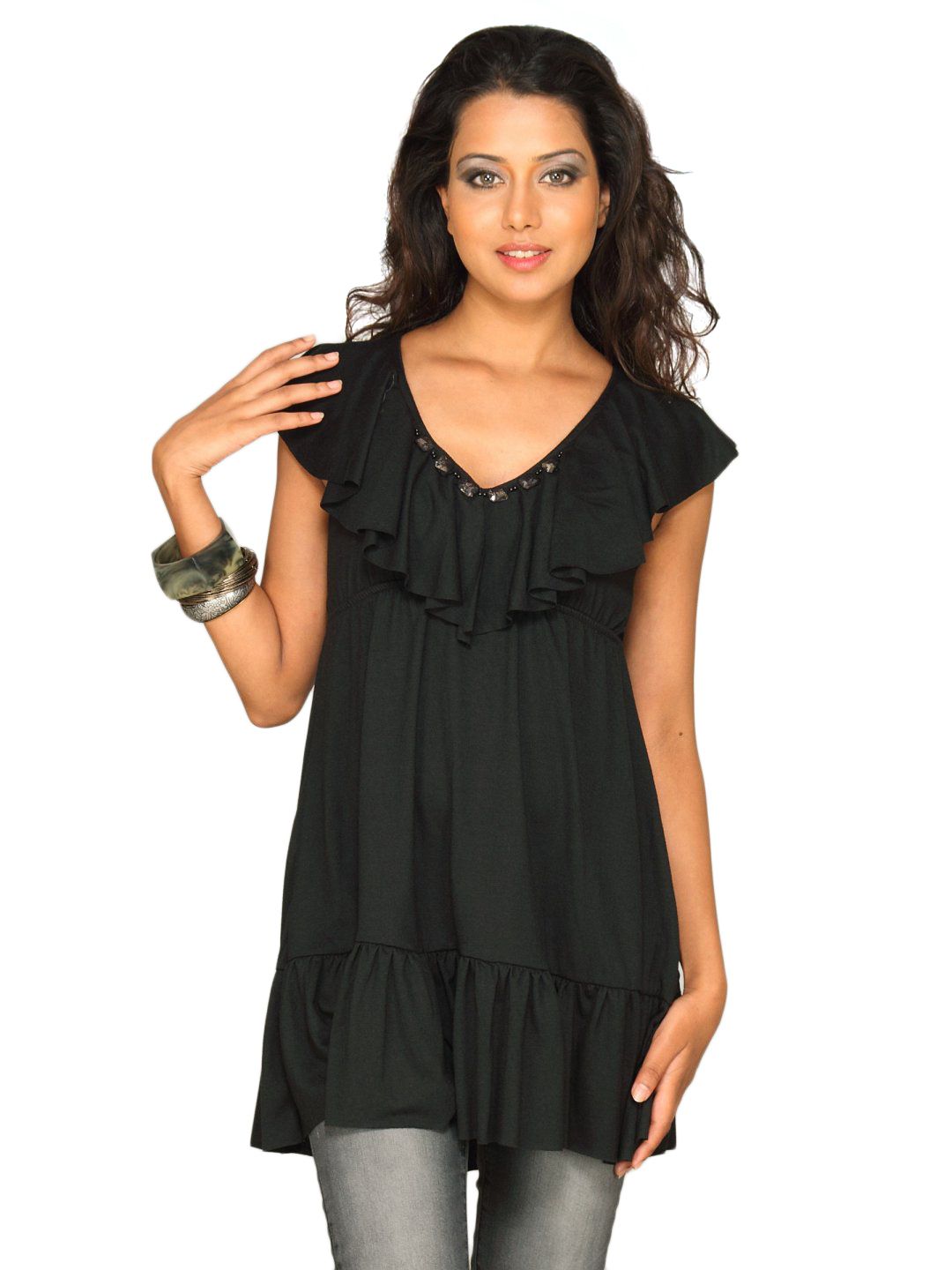 Jealous 21 Women Sleevless Black V Nech Top