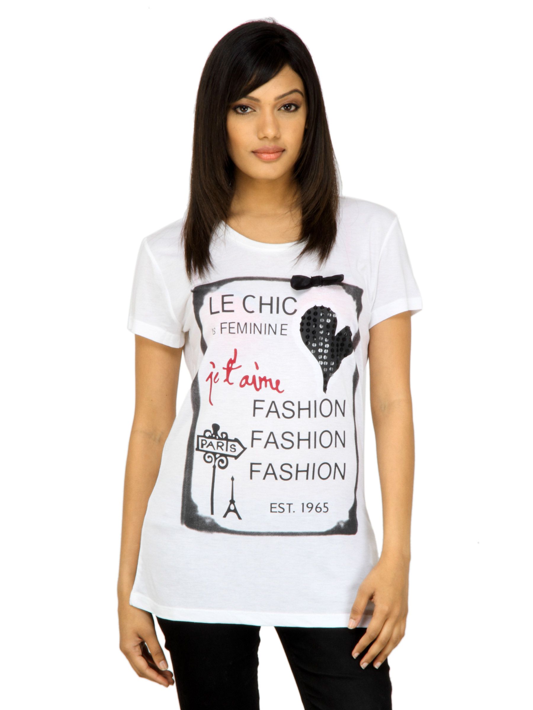 United Colors of Benetton Women Printed White T-shirt