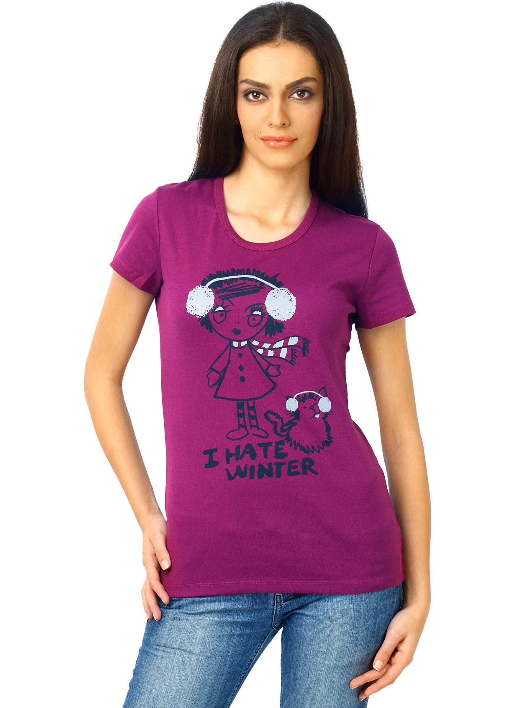 United Colors of Benetton Women Printed Purple T-shirt