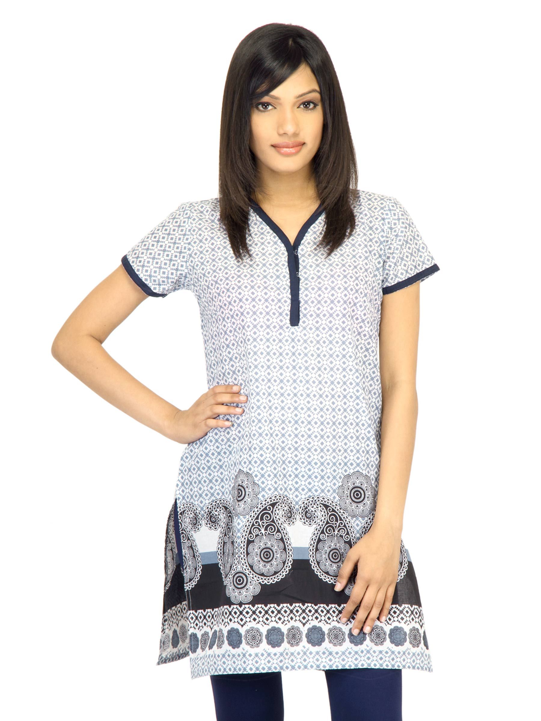 Vishudh Women Printed Grey Kurta