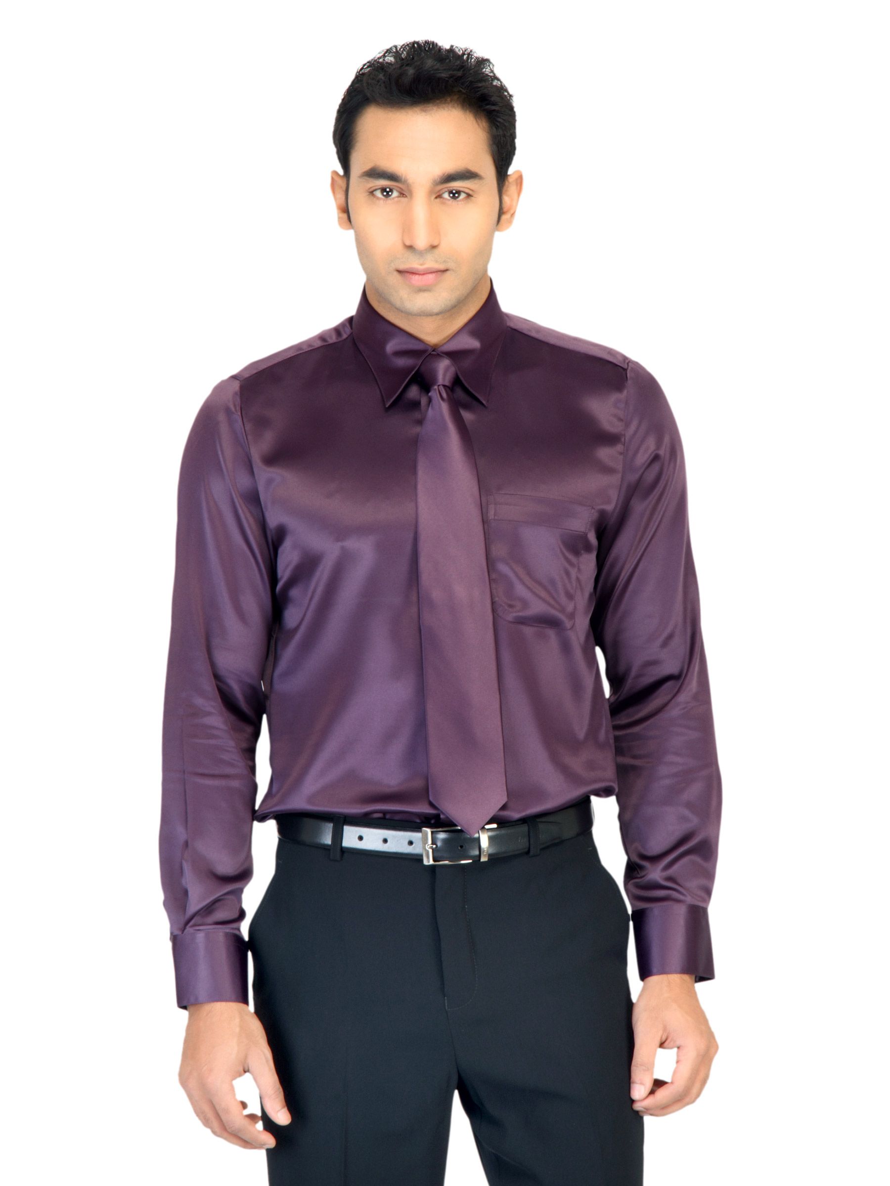 Turtle Solid Men Purple Shirt