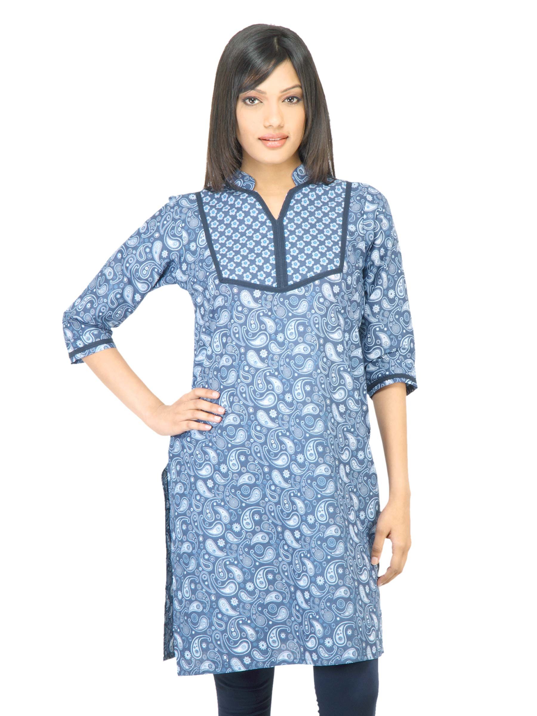 Vishudh Women Printed Blue Kurta