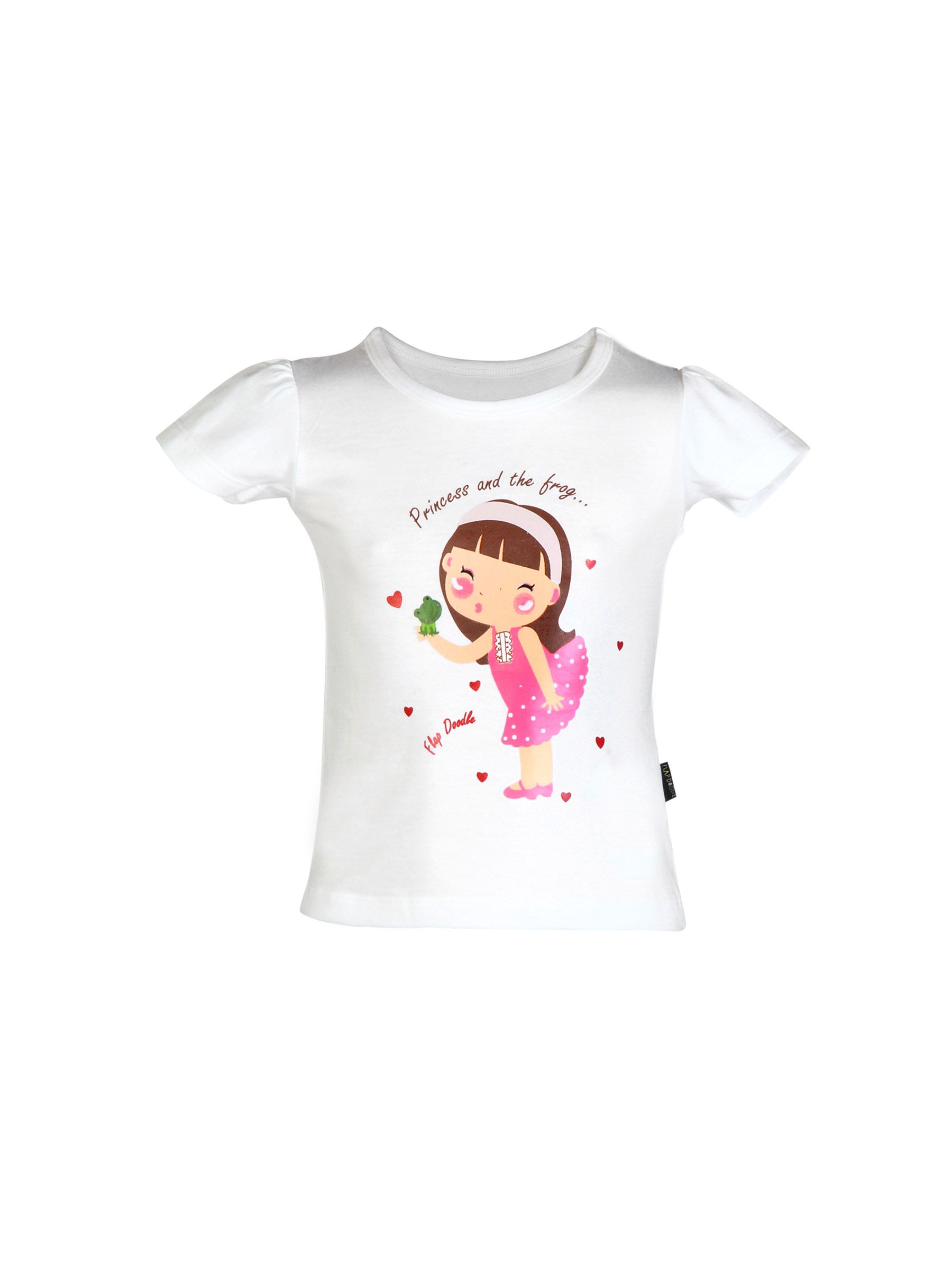 Doodle Girl Princess White Tops