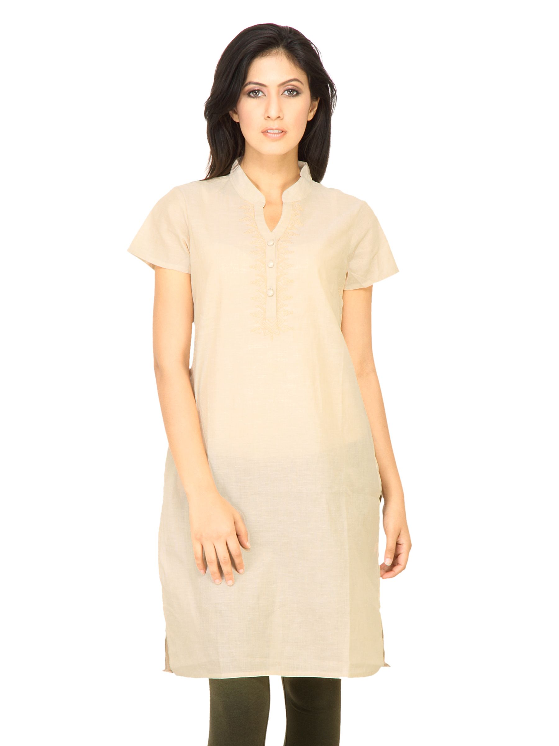 Vishudh Women Embroidary Beige Kurtis