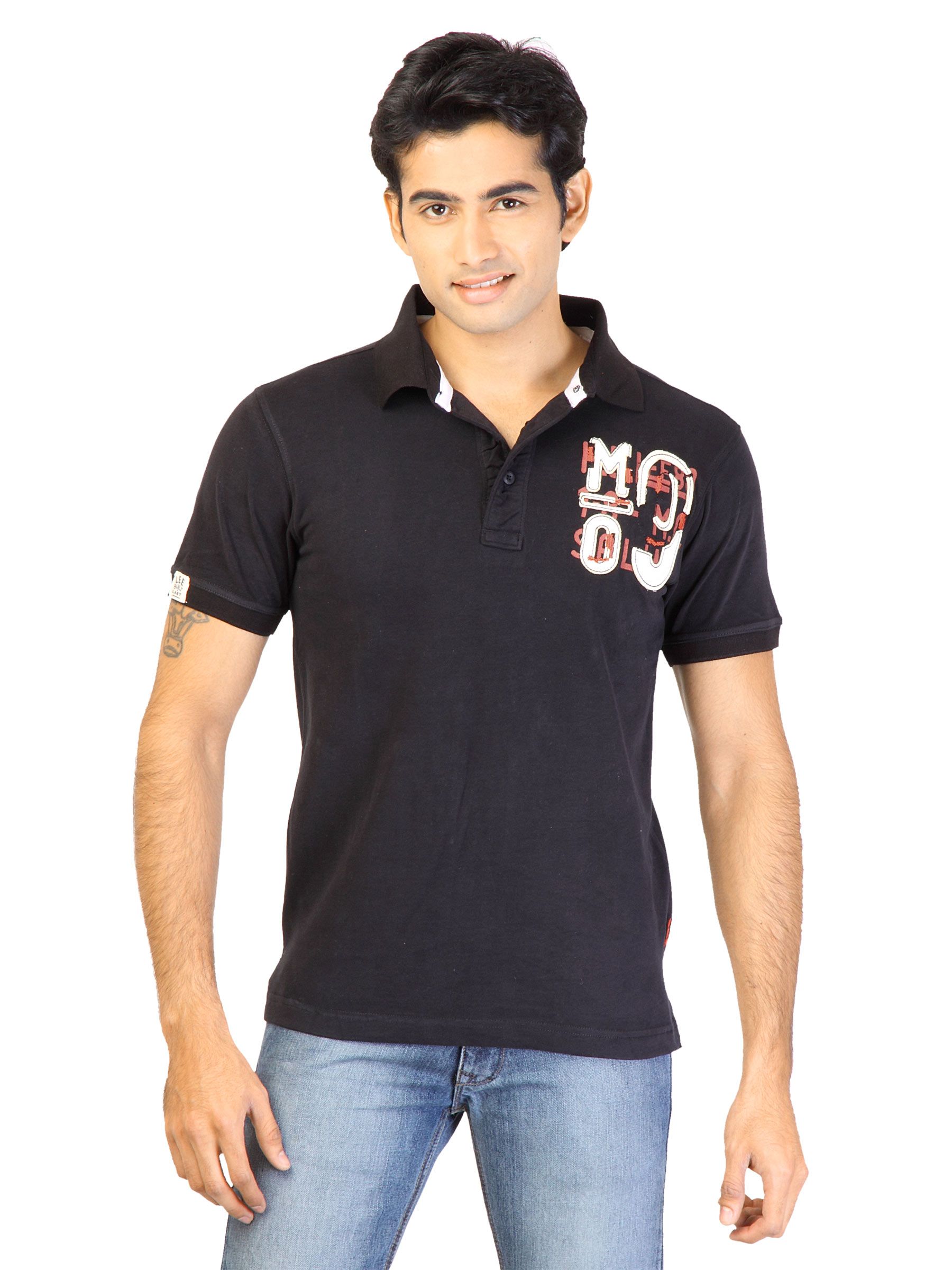 Lee Men Solid Black Tshirt