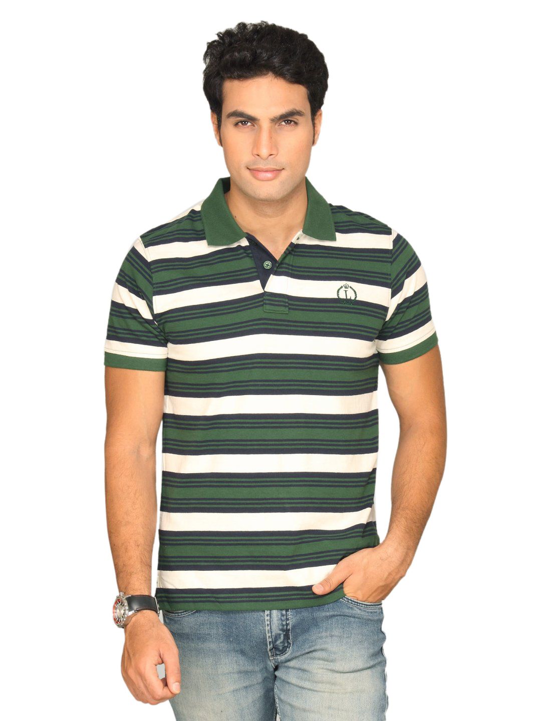 Lee Men's Striper Green Navy T-shirt