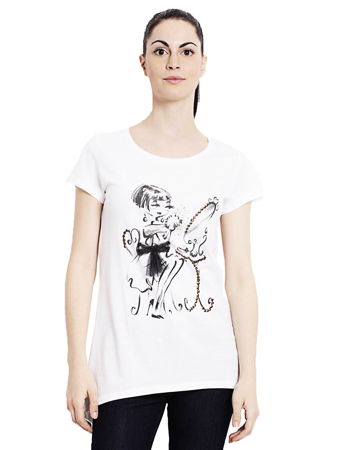 United Colors of Benetton Women White Light Winter Top