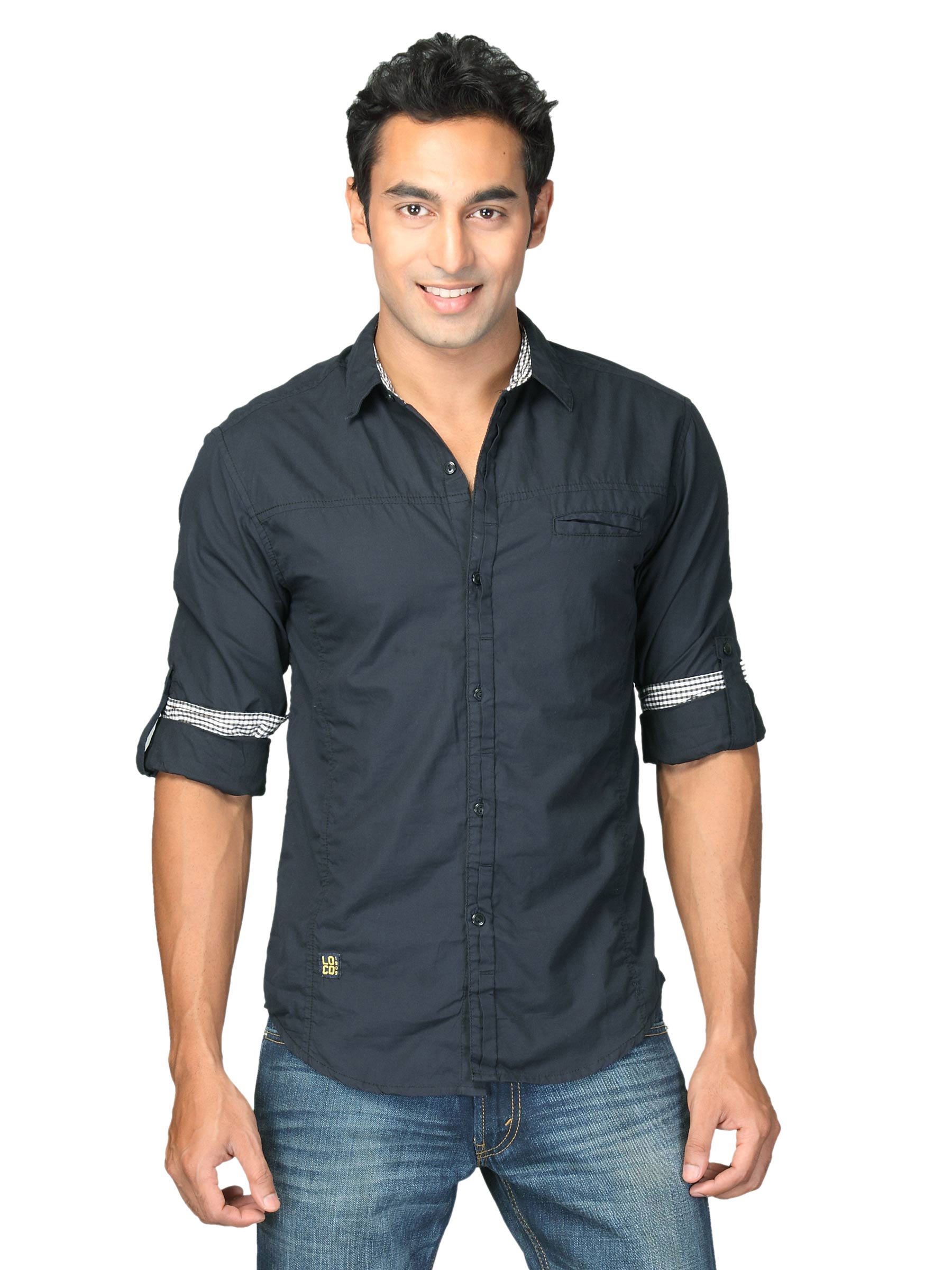 Locomotive Men Solid Poplin Lakota Black Shirts