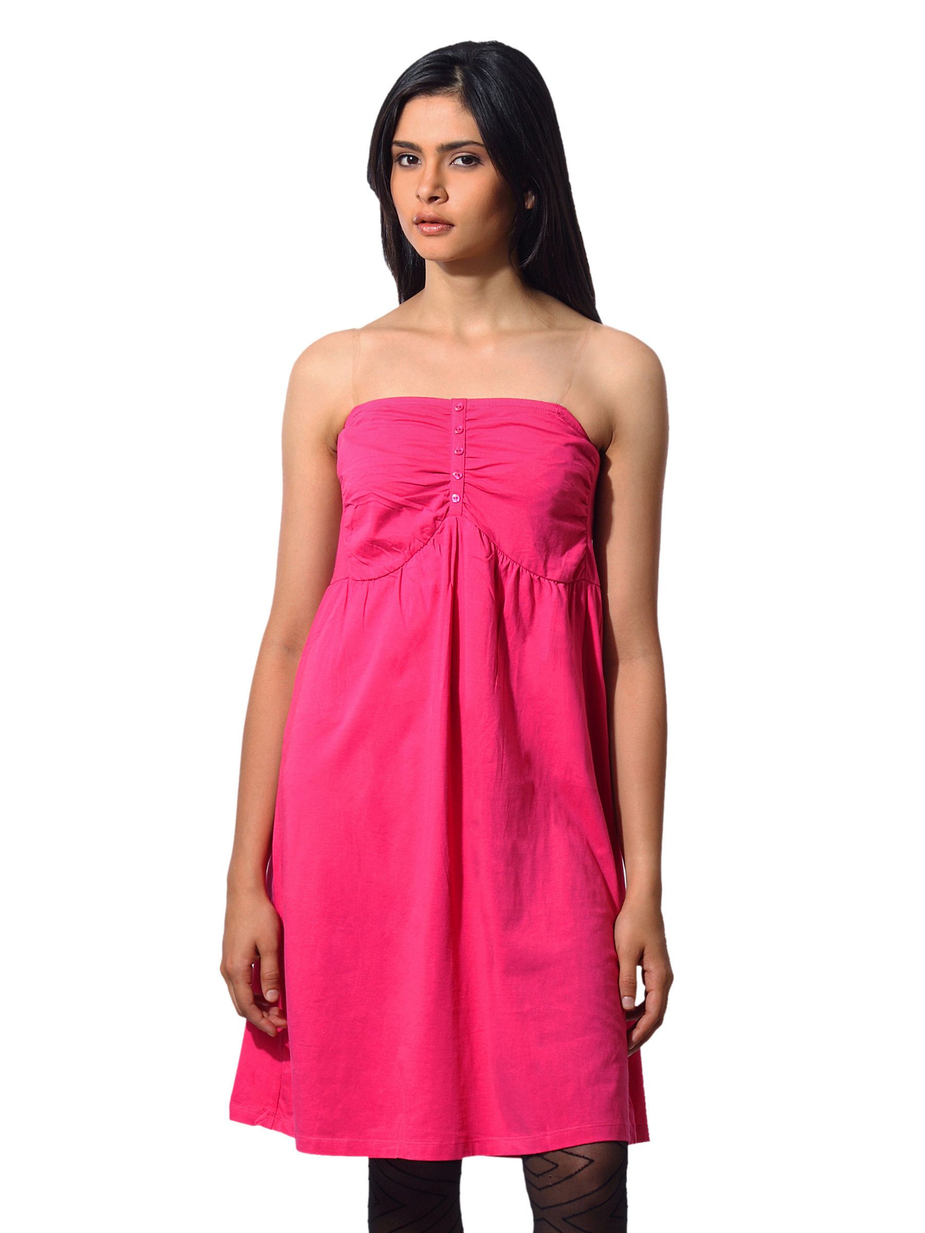 Flying Machine Women Cotton Pink Dress