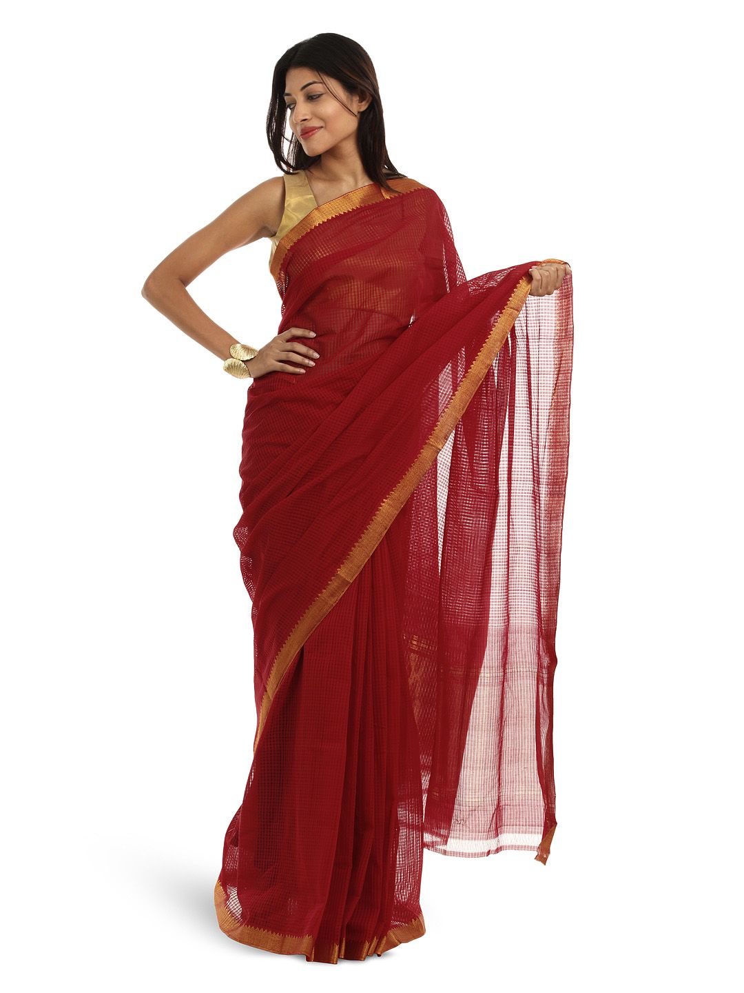 Fabindia Maroon Mangalgiri Saree