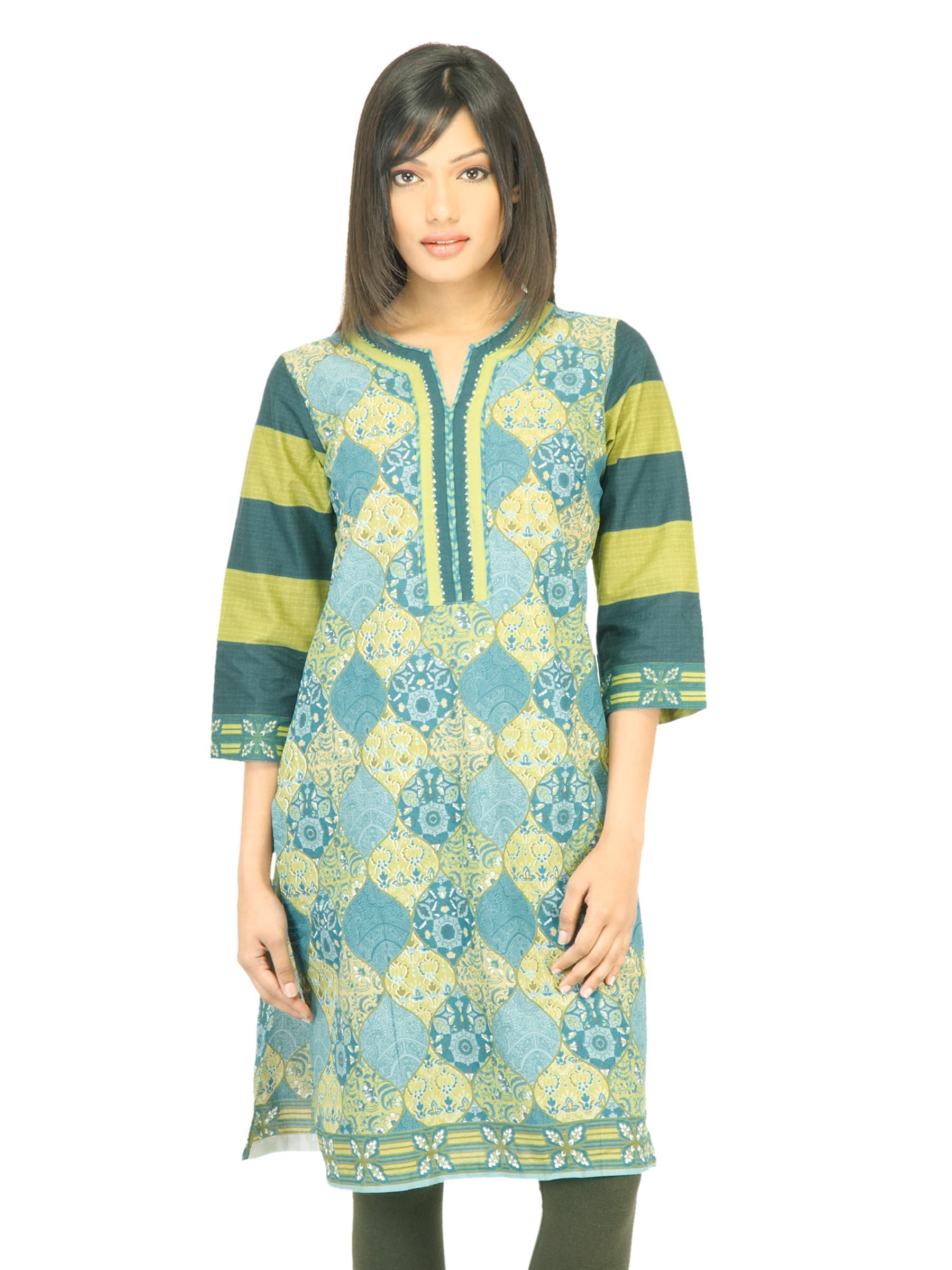 BIBA Women Printed Green Kurta