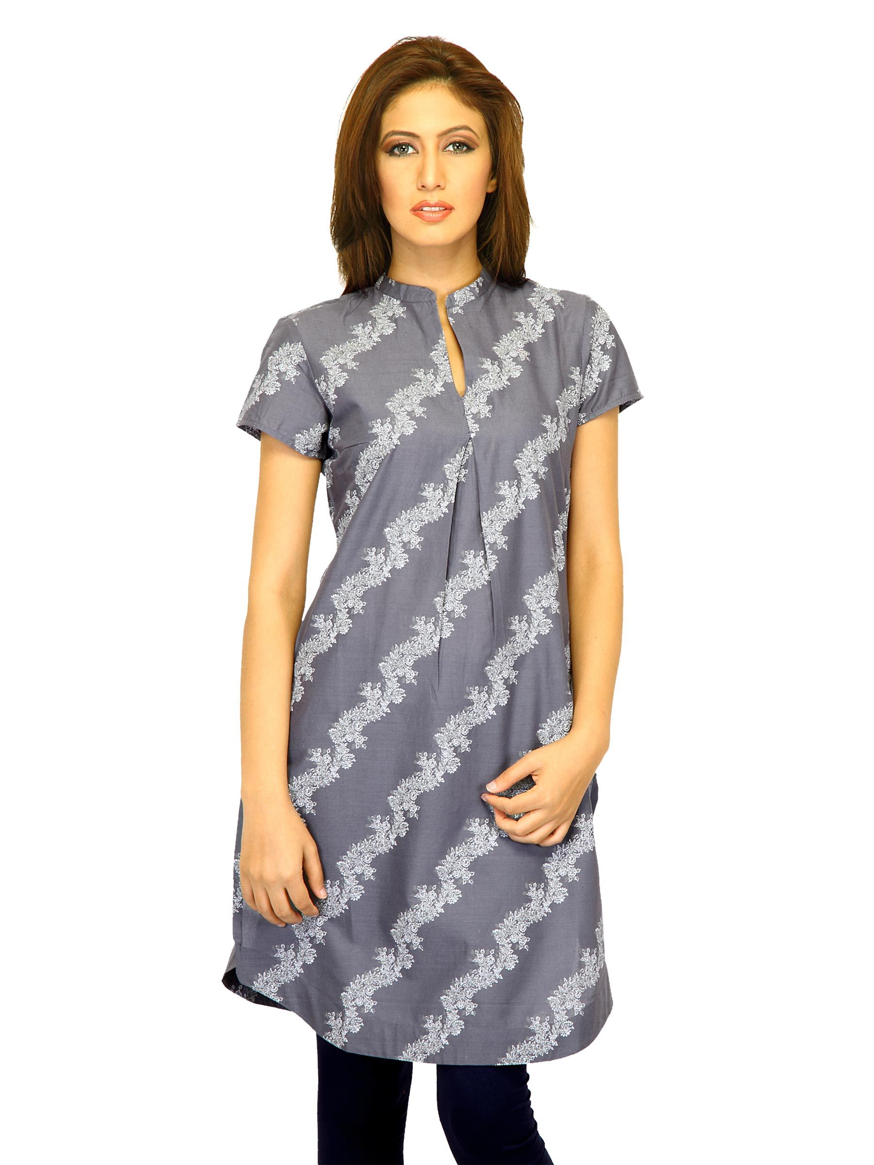 W Women Printed Grey Kurtas