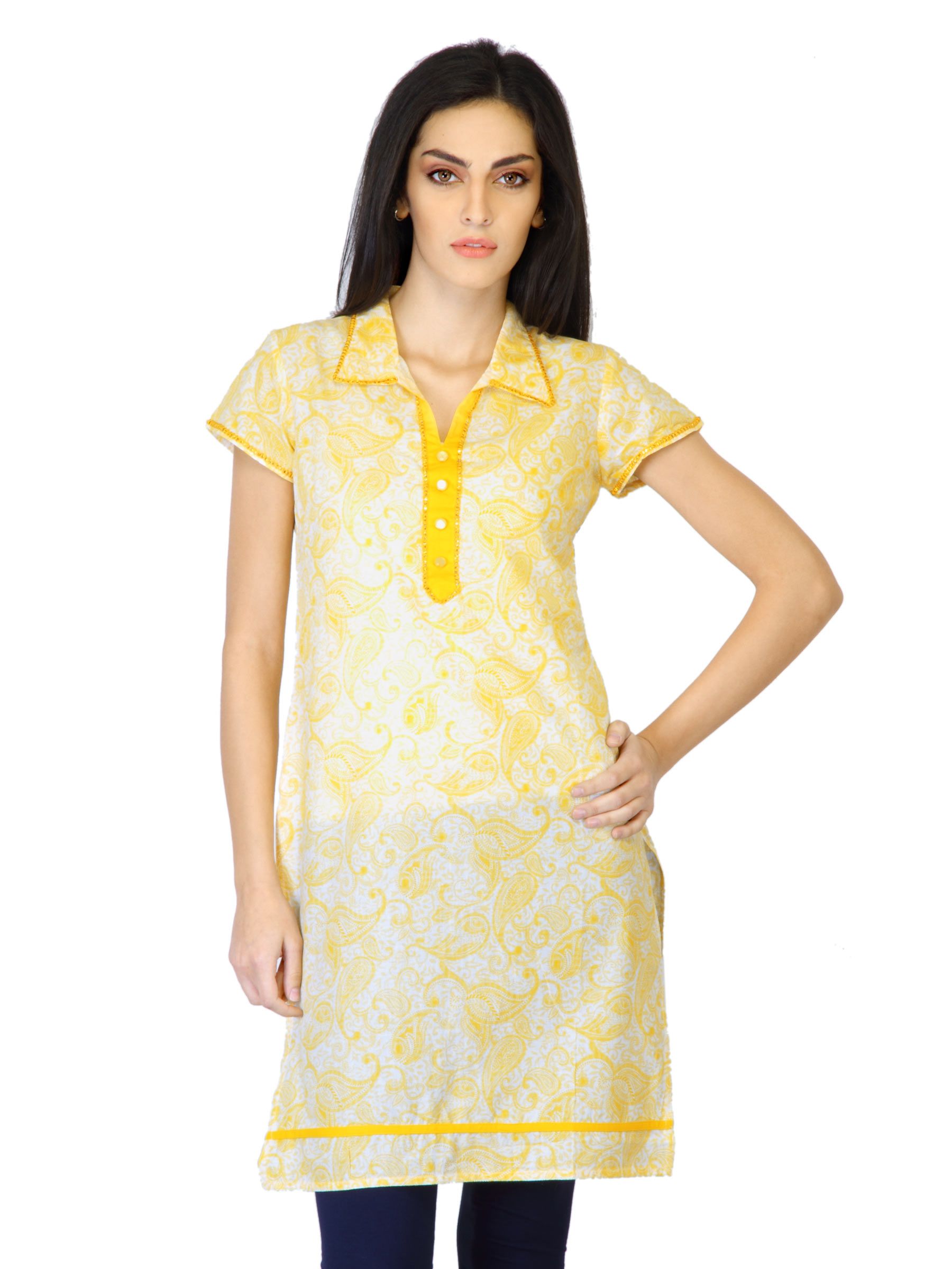 Vishudh Women Yellow Printed Kurta