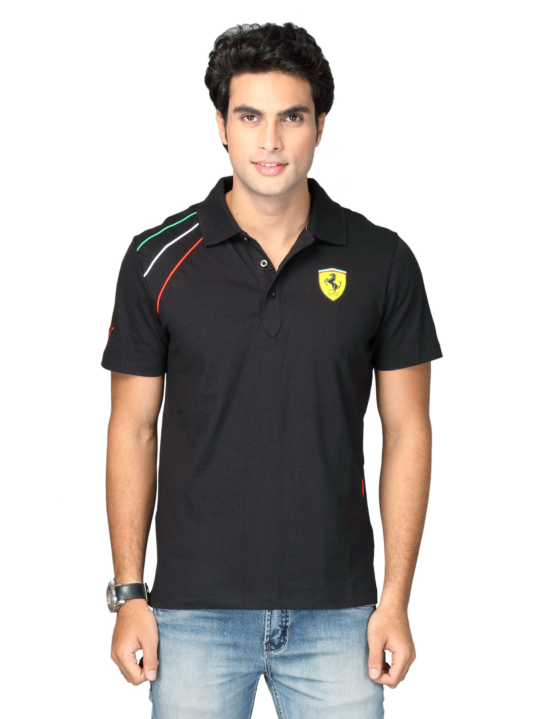 Puma Men's Polo Neck Black T-shirt