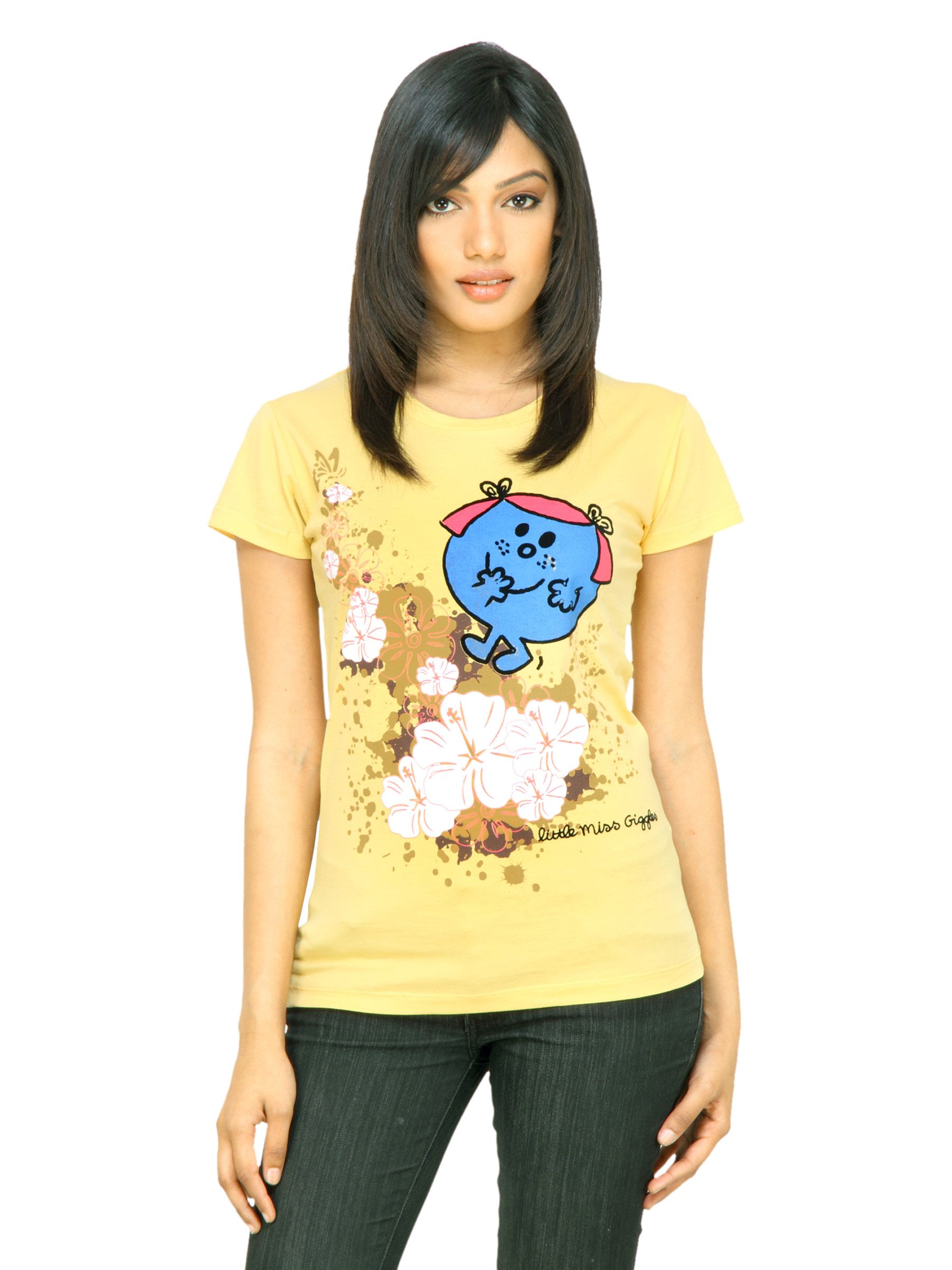 Little Miss Women Flower Yellow Tshirt