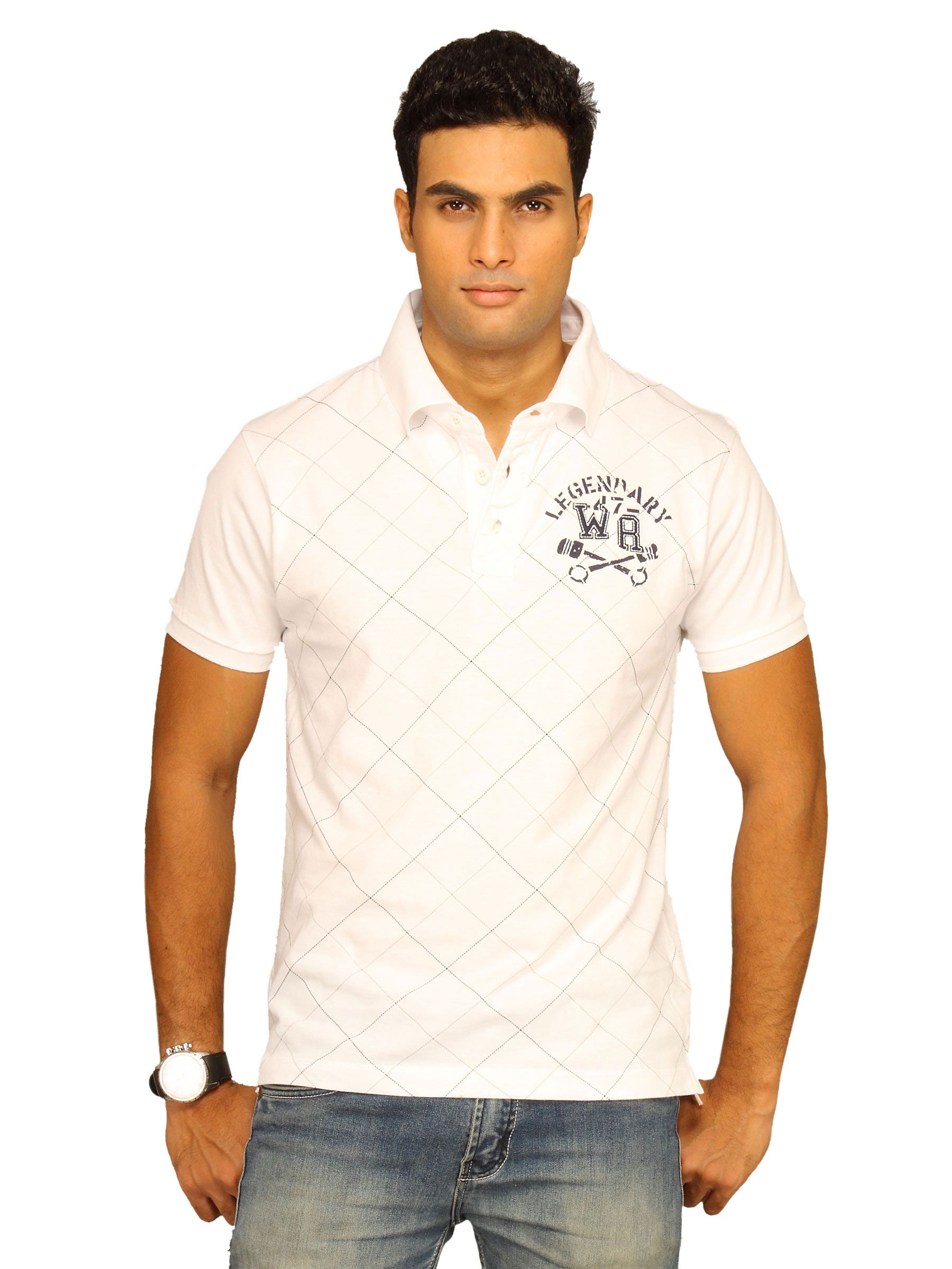 Wrangler Men's Diamond Stitch Polo White T-shirt