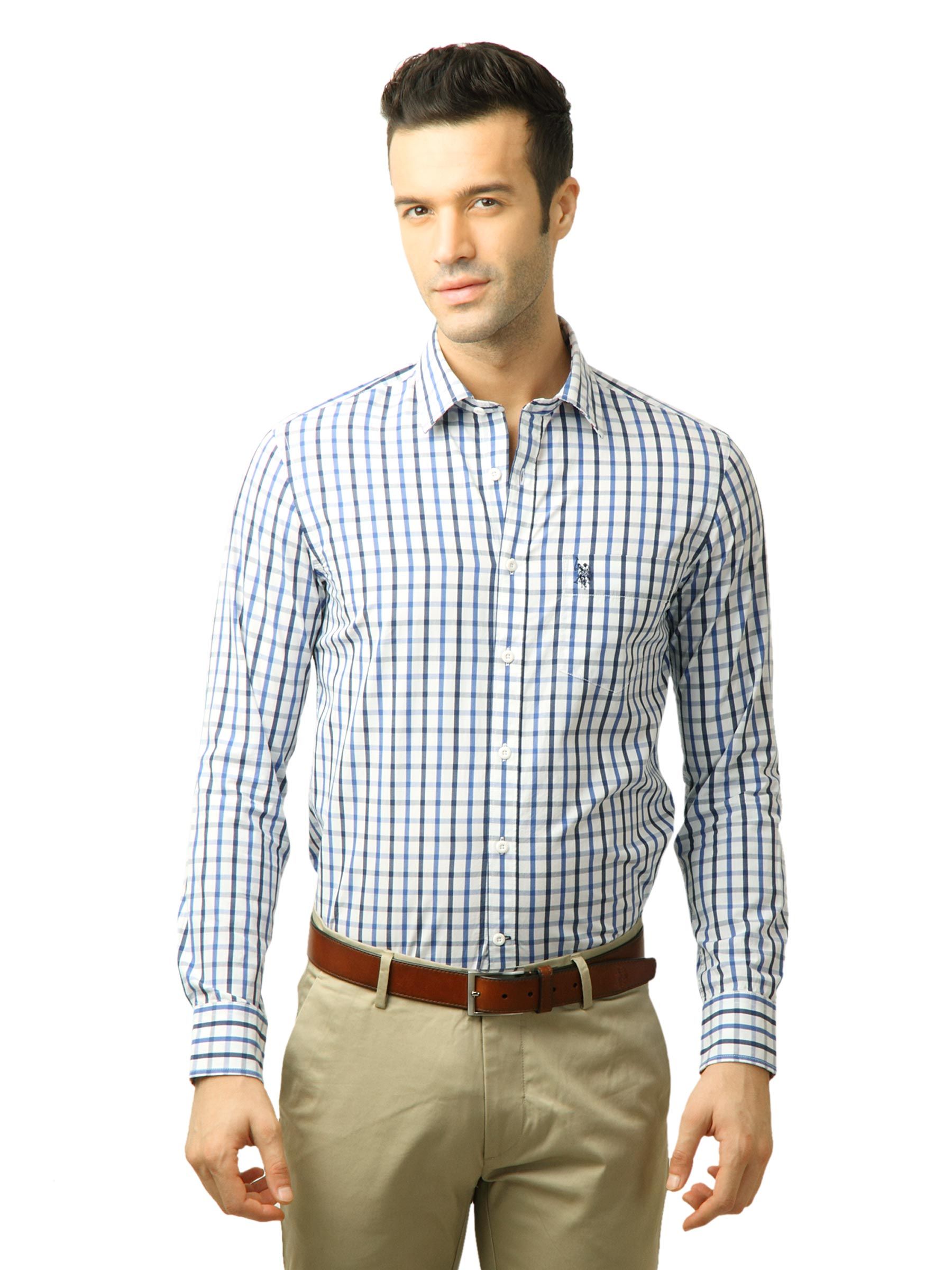 U.S. Polo Assn. Men Checks Blue Shirt