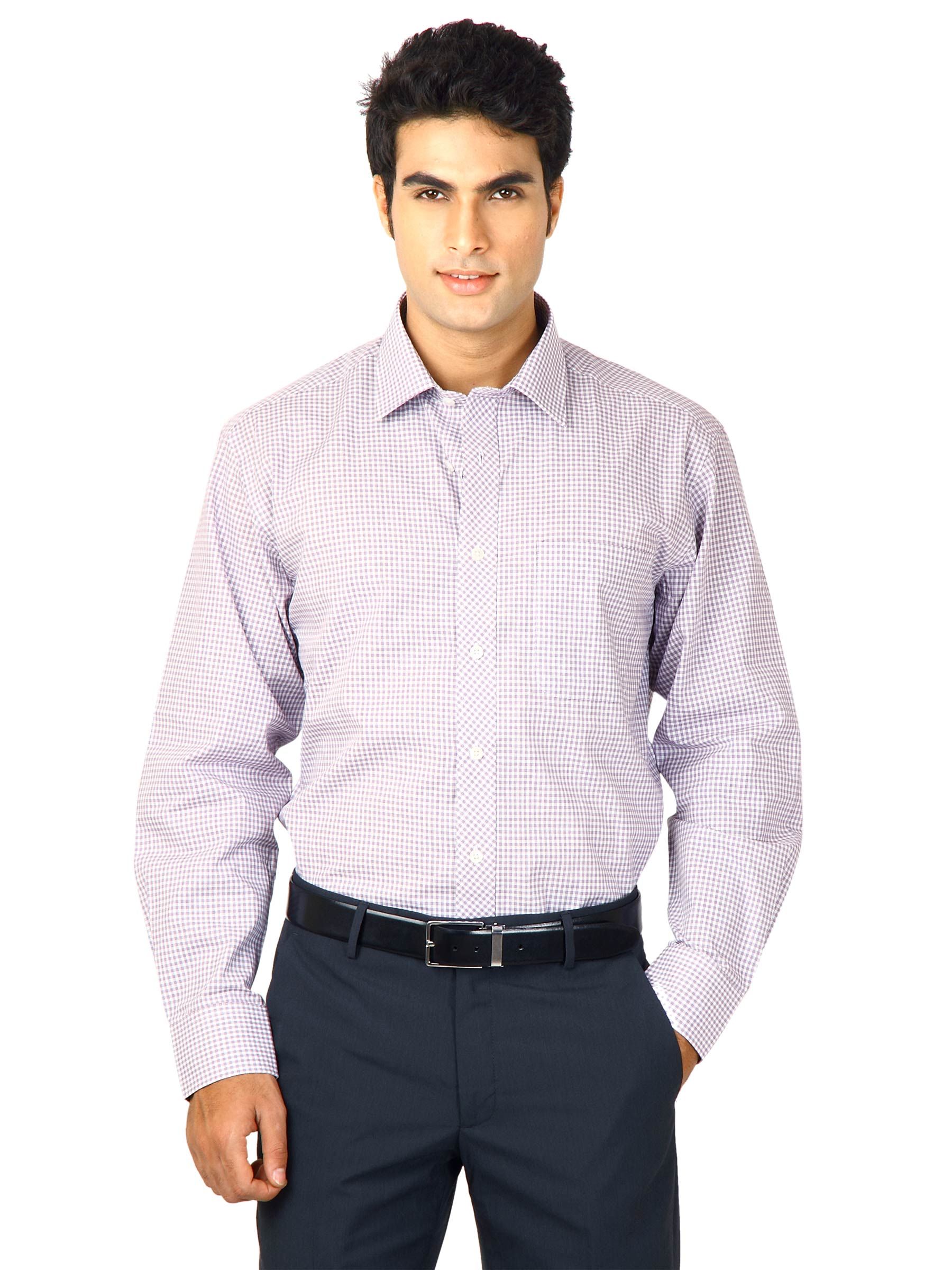 John Miller Men Purple Gingham Shirt