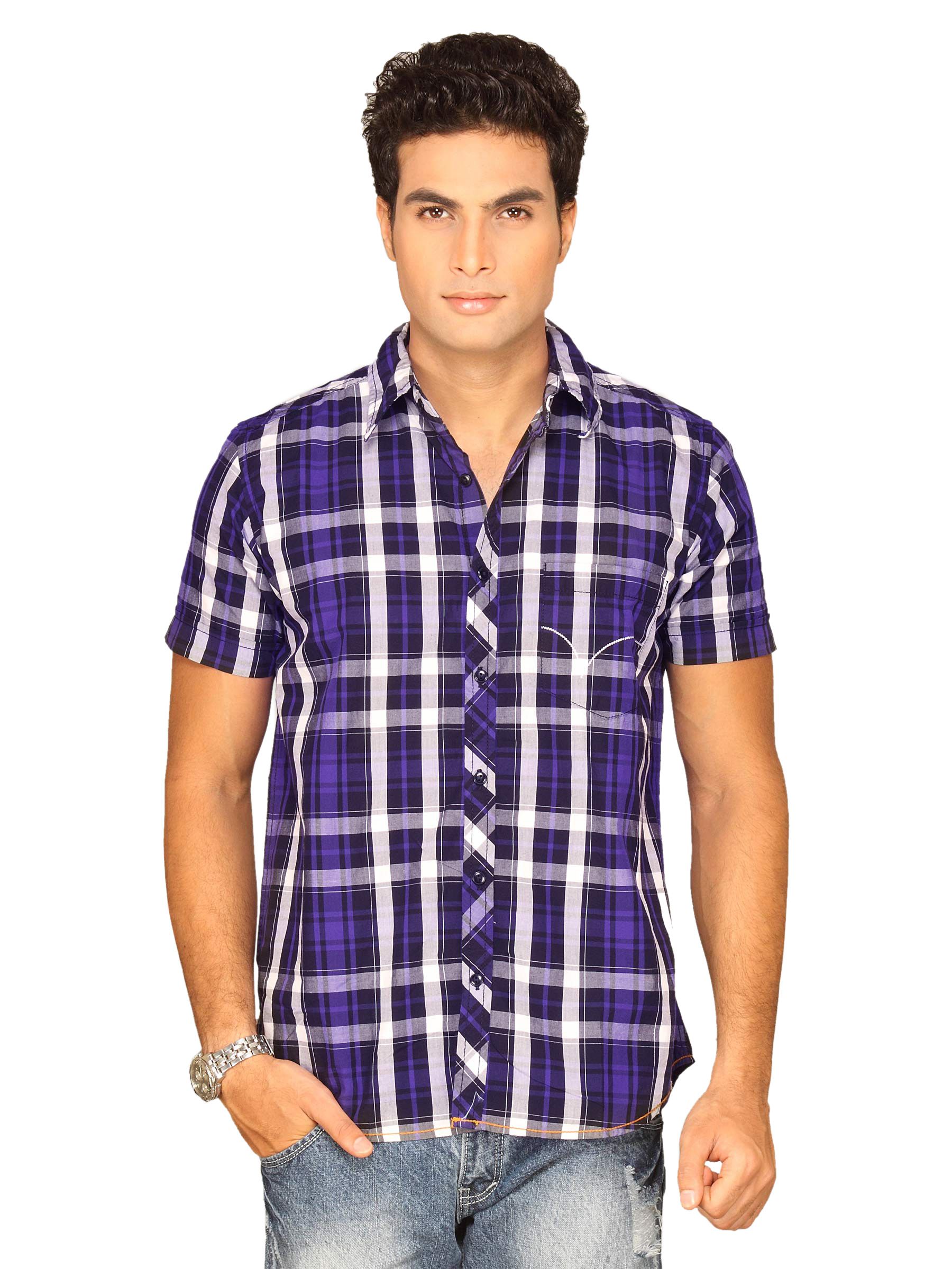 Highlander Men Solid Poplin Purple Shirts
