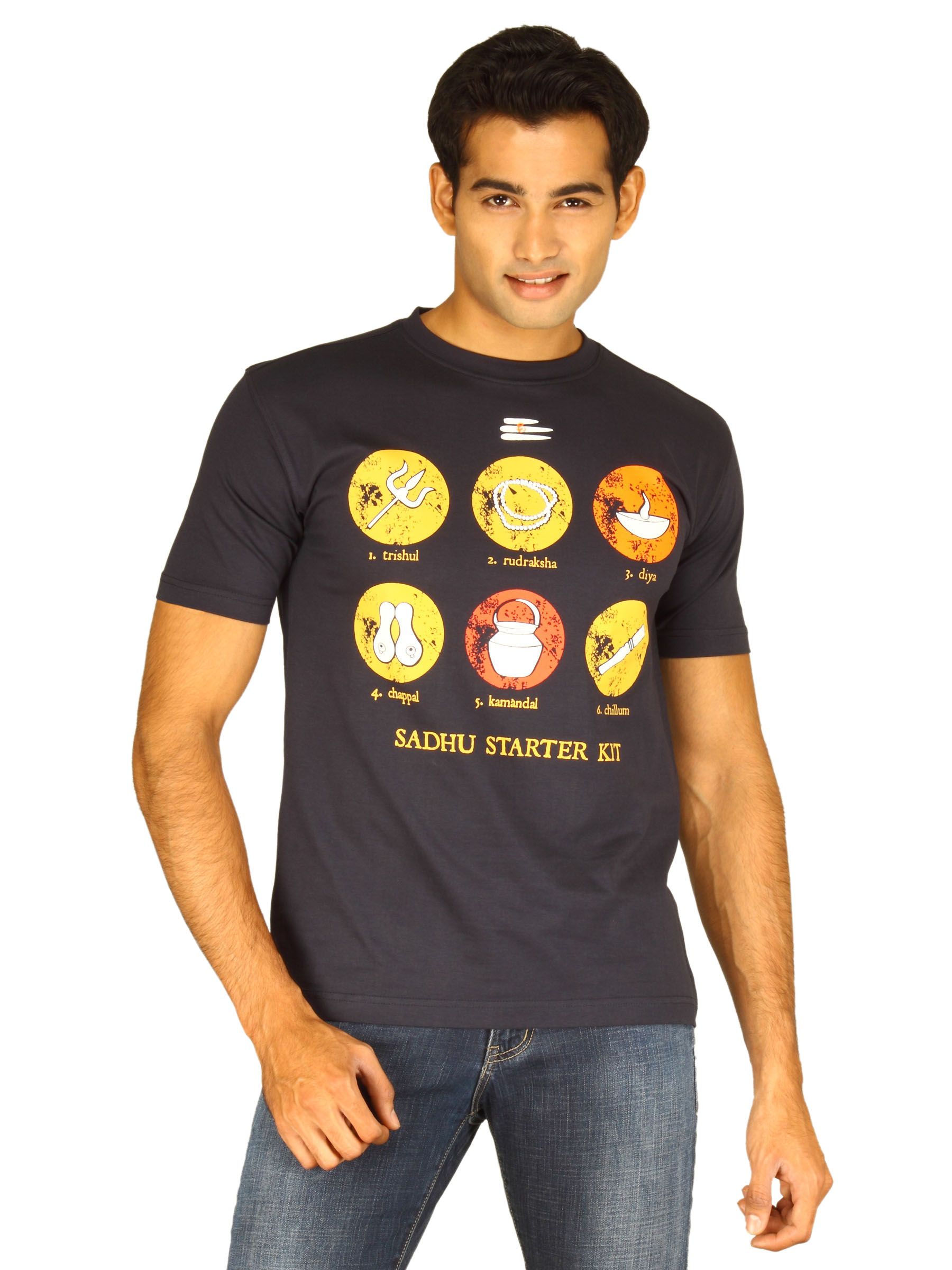 Myntra Men's Saadhu Starter Kit Navy Blue T-shirt