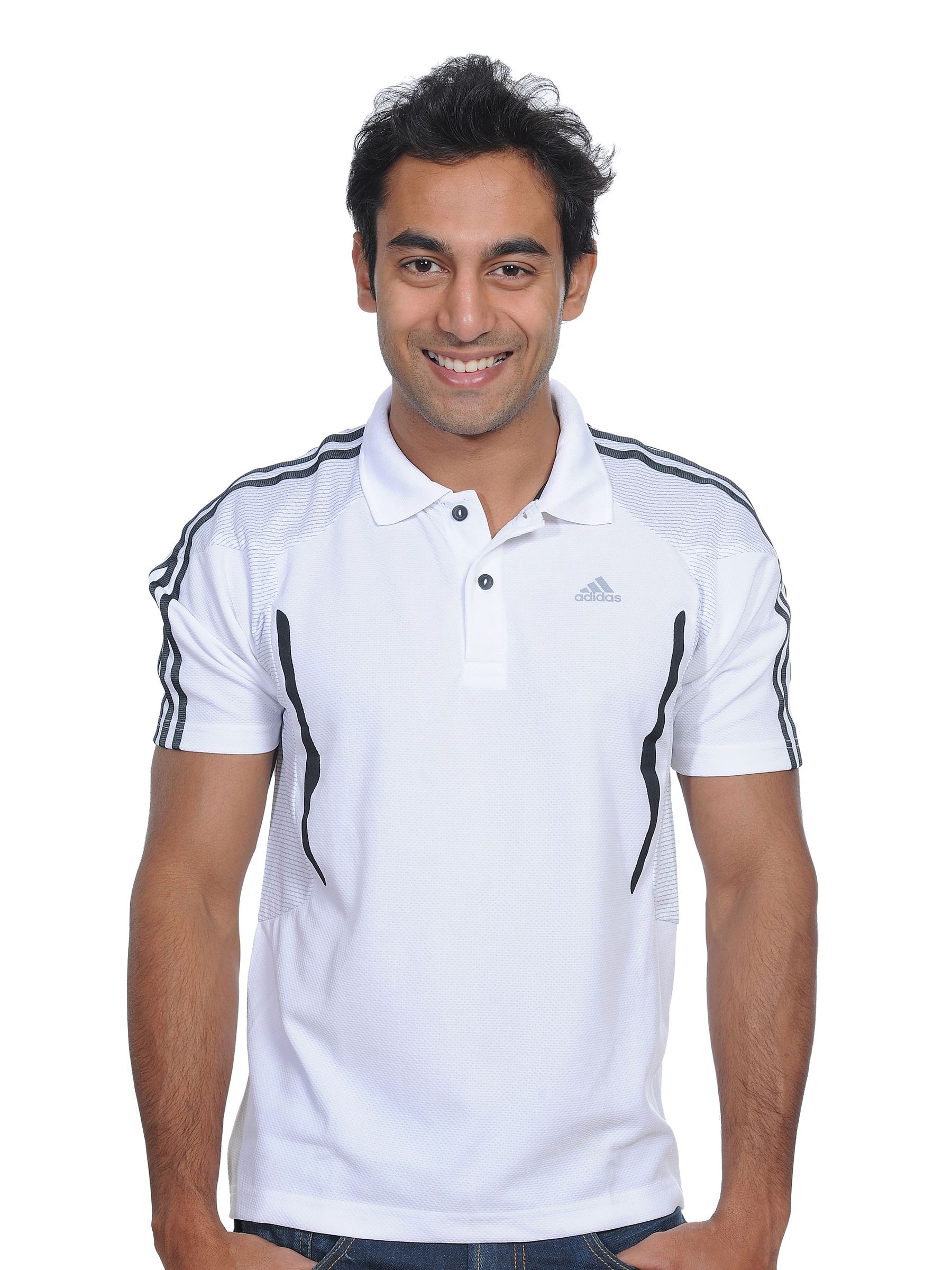 ADIDAS Mens Fire White Polo T-shirt