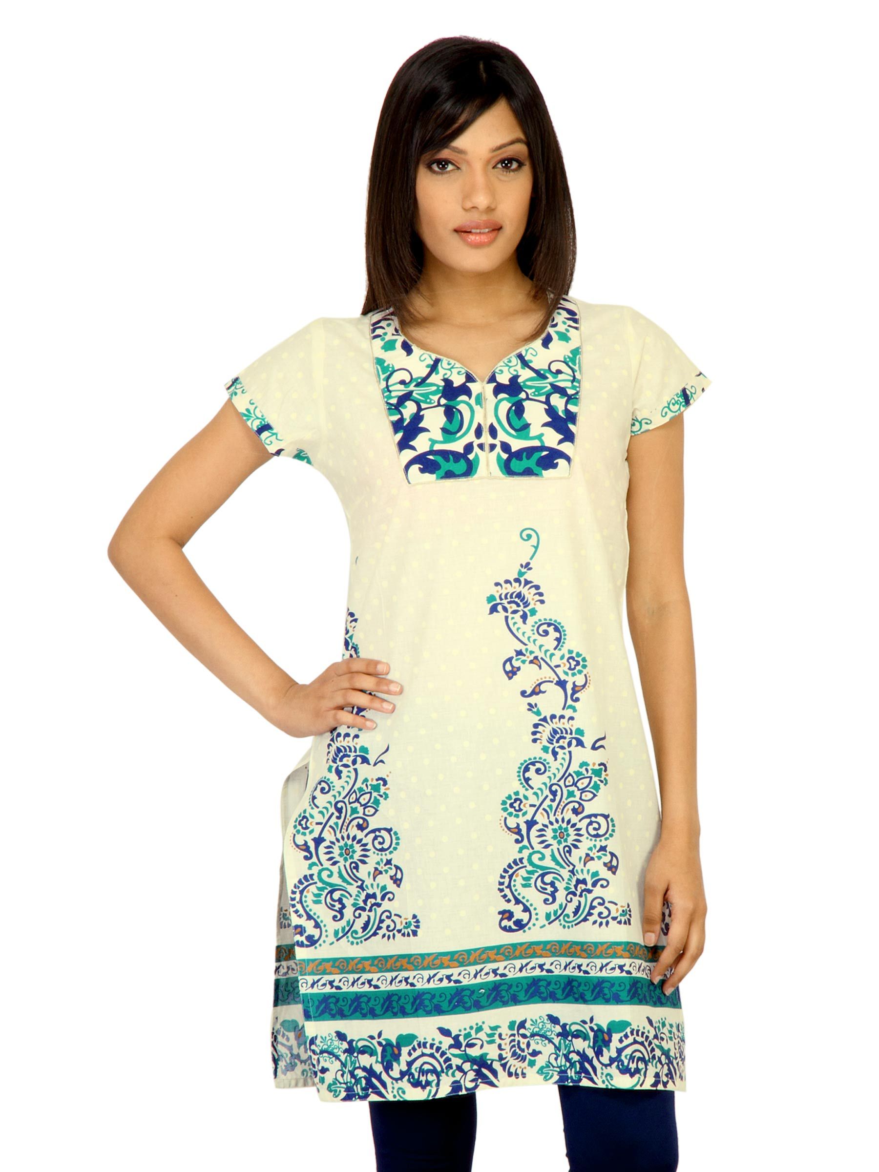 Vishudh Women Printed Cream Kurta