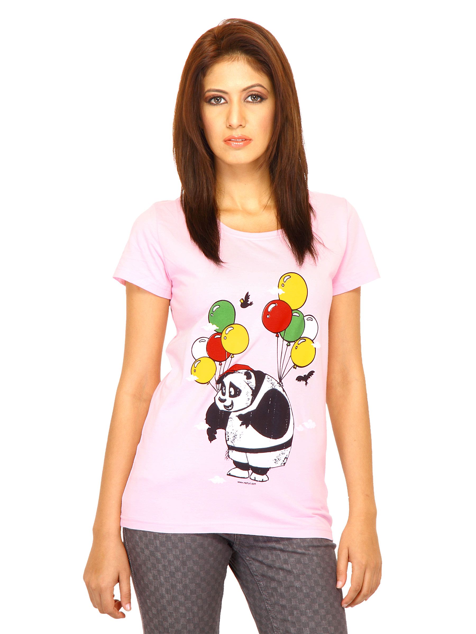 Inkfruit Women Flying Advantures Pink Tshirts