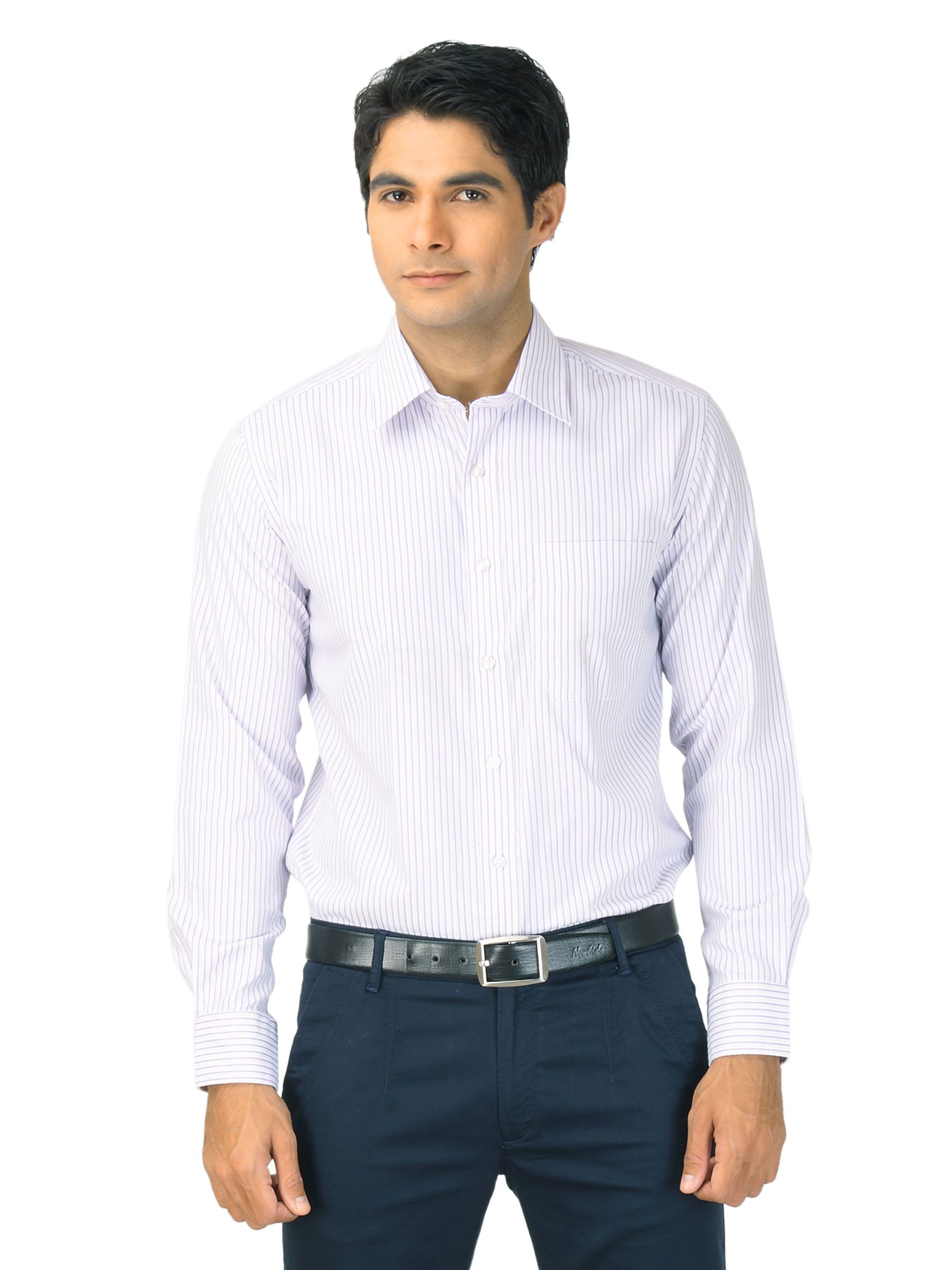 Mark Taylor Men Purple & White Striped Shirt