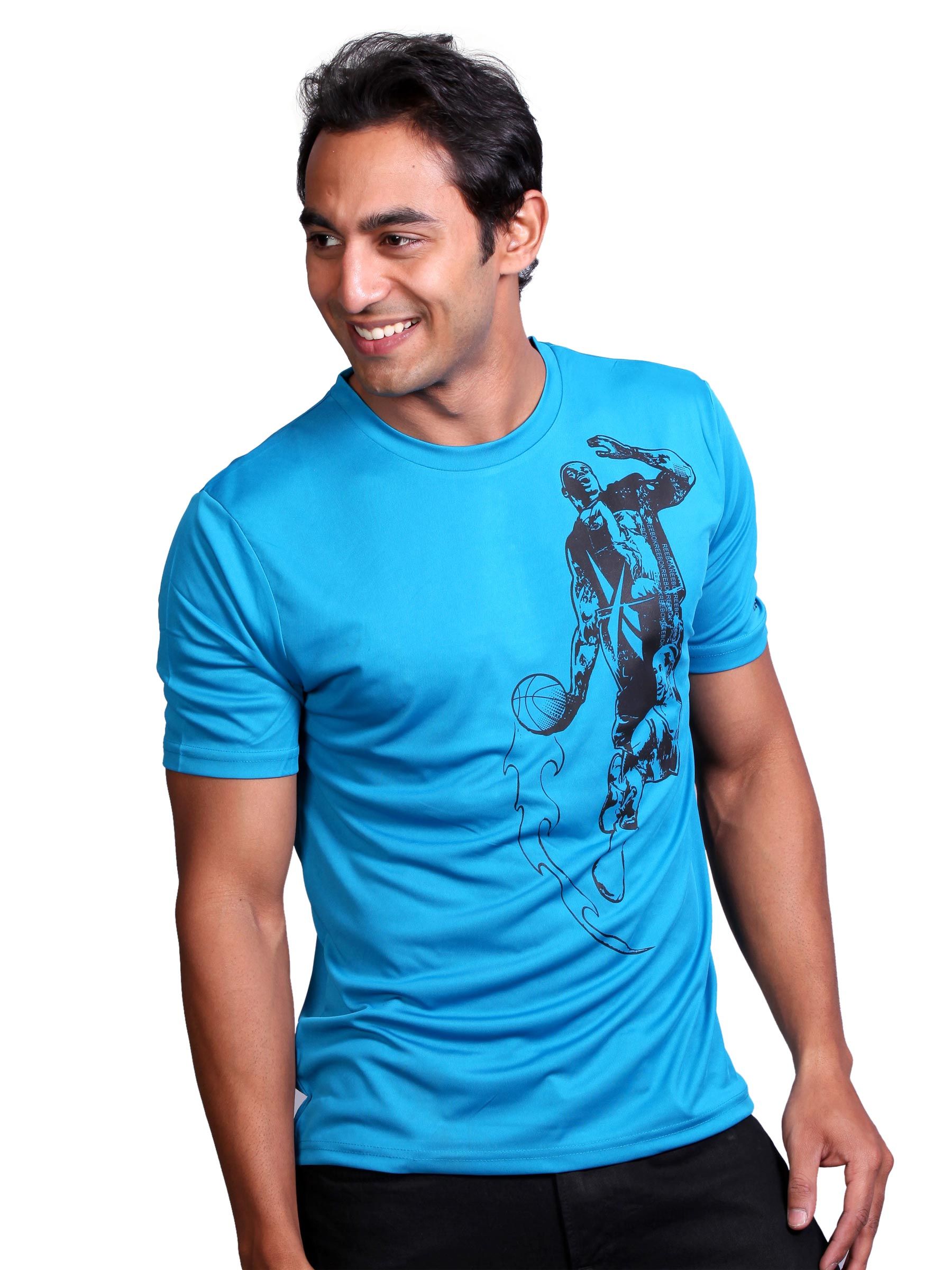 Reebok Men Basketball Blue T-shirt
