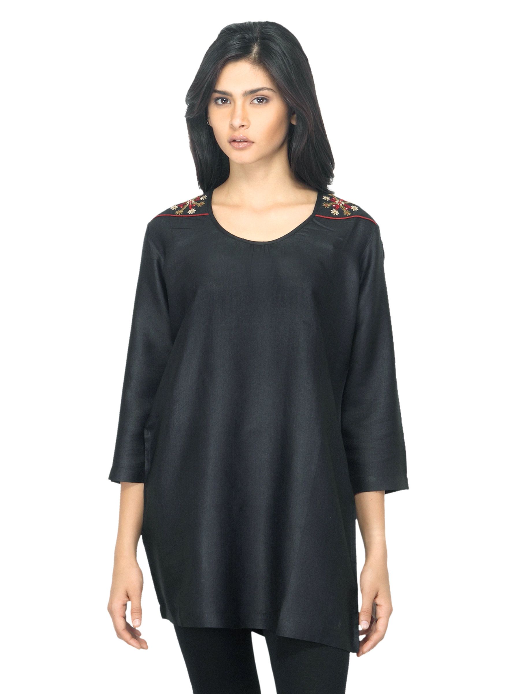 Fabindia Women Black Silk Kurti